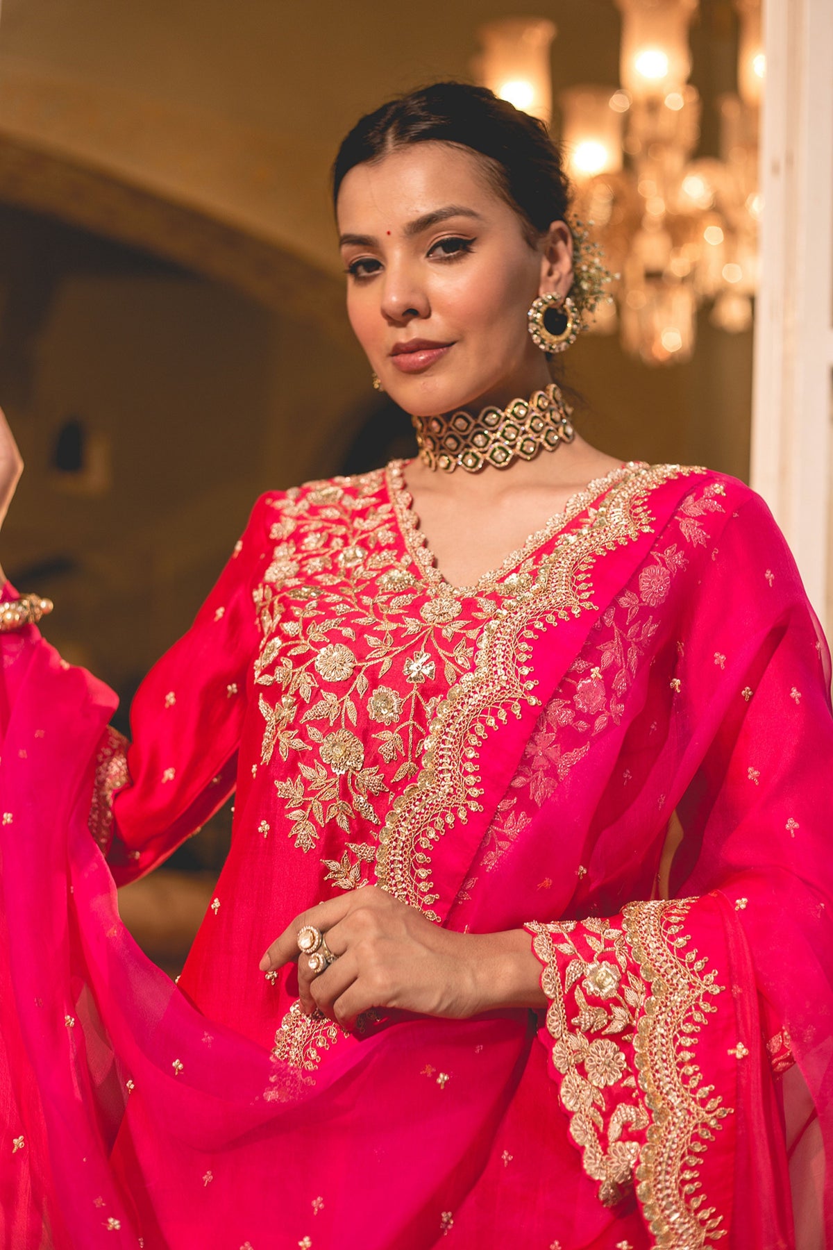 Red Sharara Set