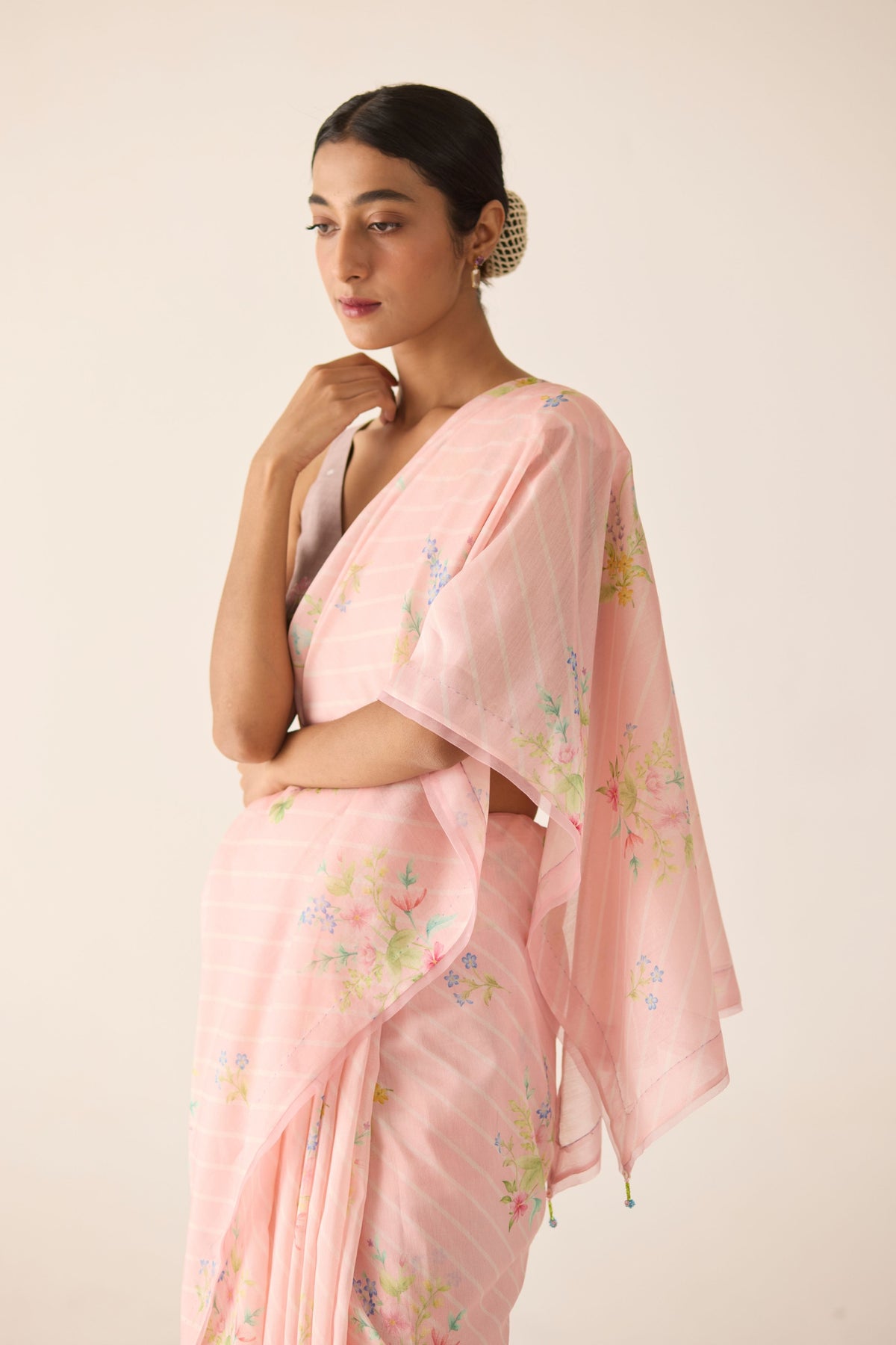 Wildflower Bunch Silk and Cotton Chanderi Sari