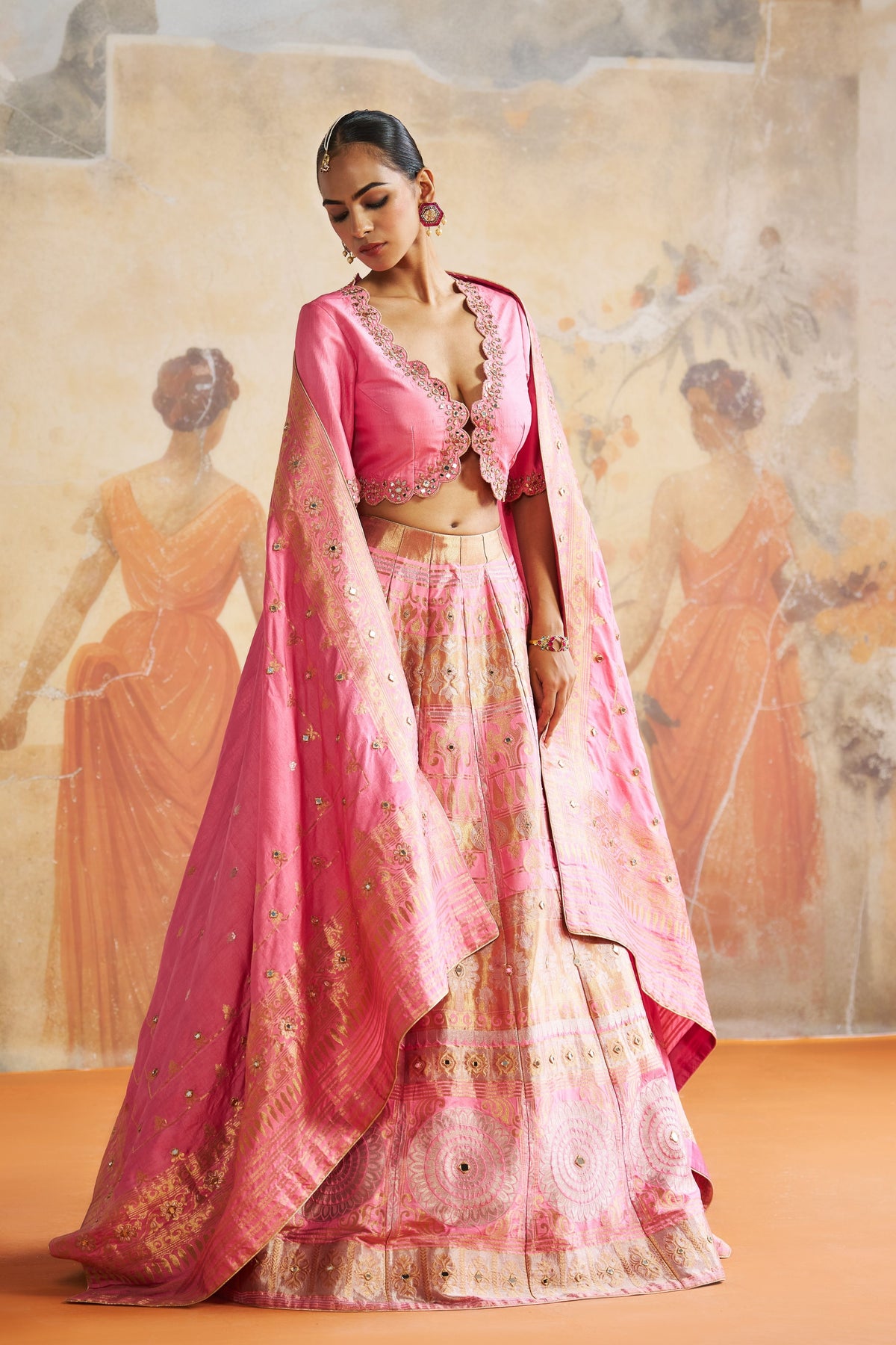 Pink Banarasi Lehenga Set