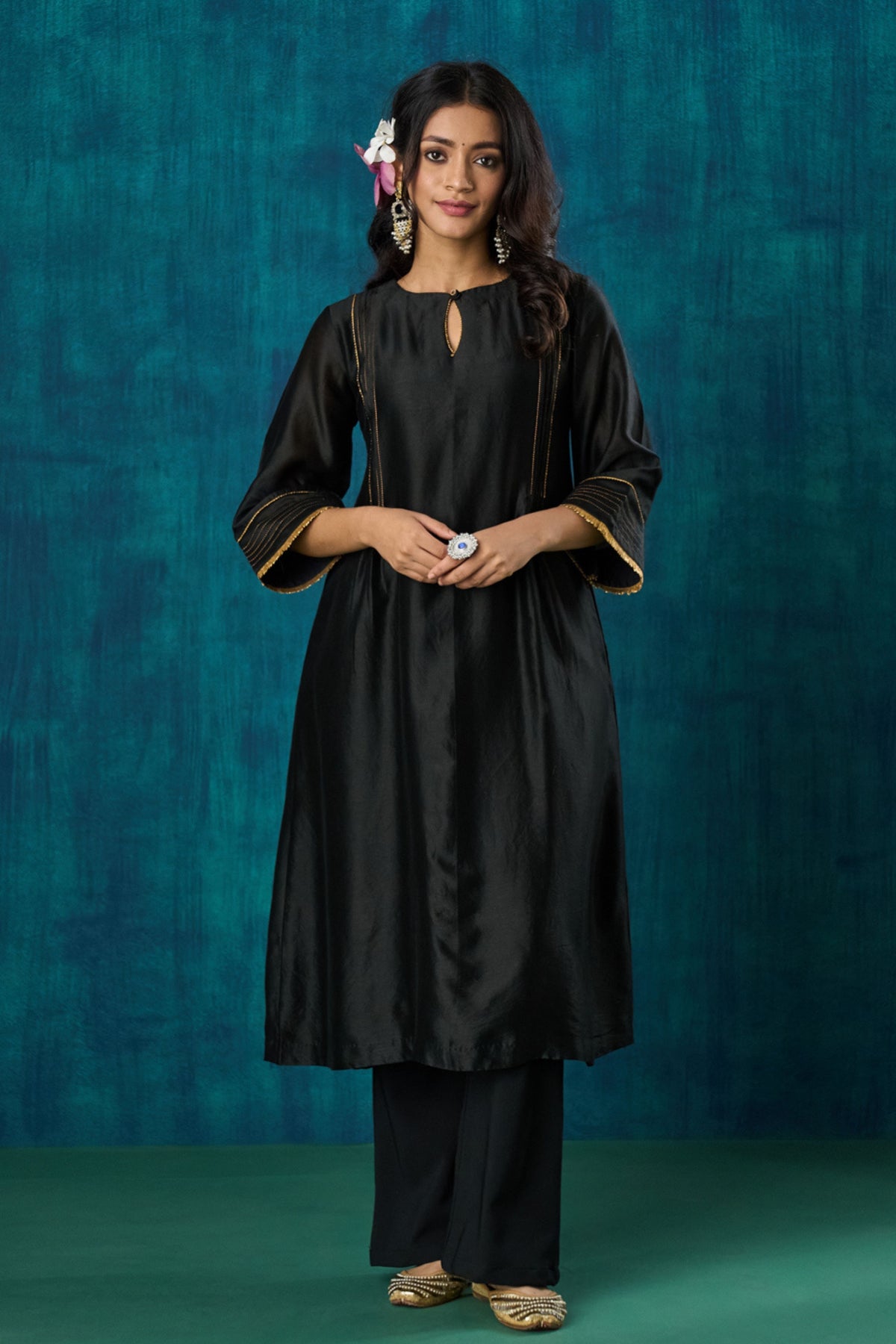 Black Chanderi Kurta Sets