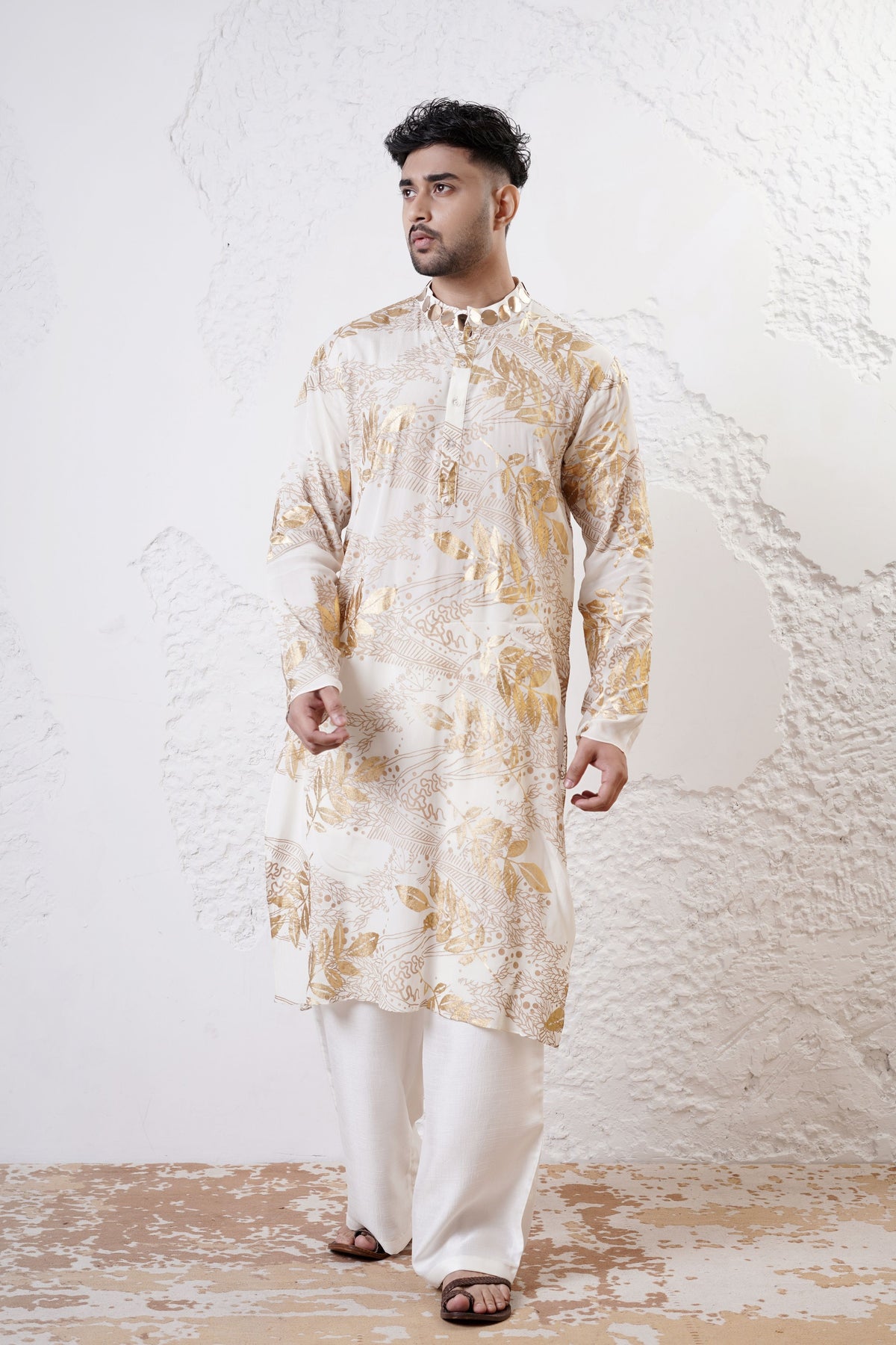 Ivory Foil Men Kurta Set