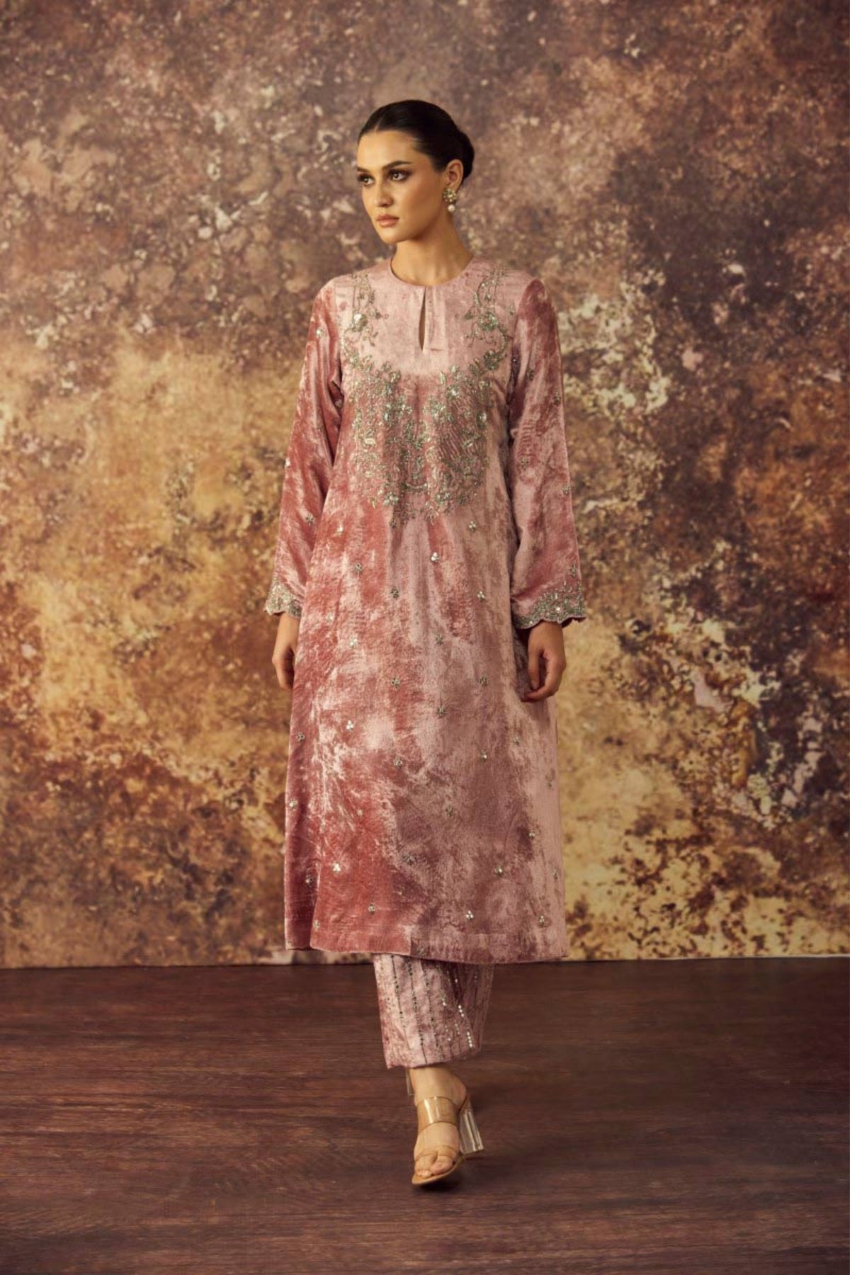 Pink Embroidered Kurta Set