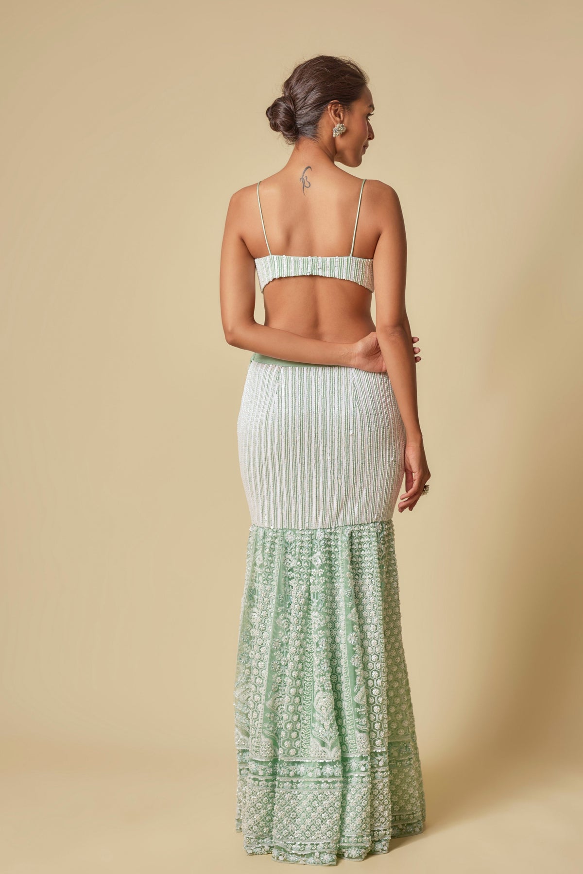 Mint Embroidered Mermaid Skirt Set