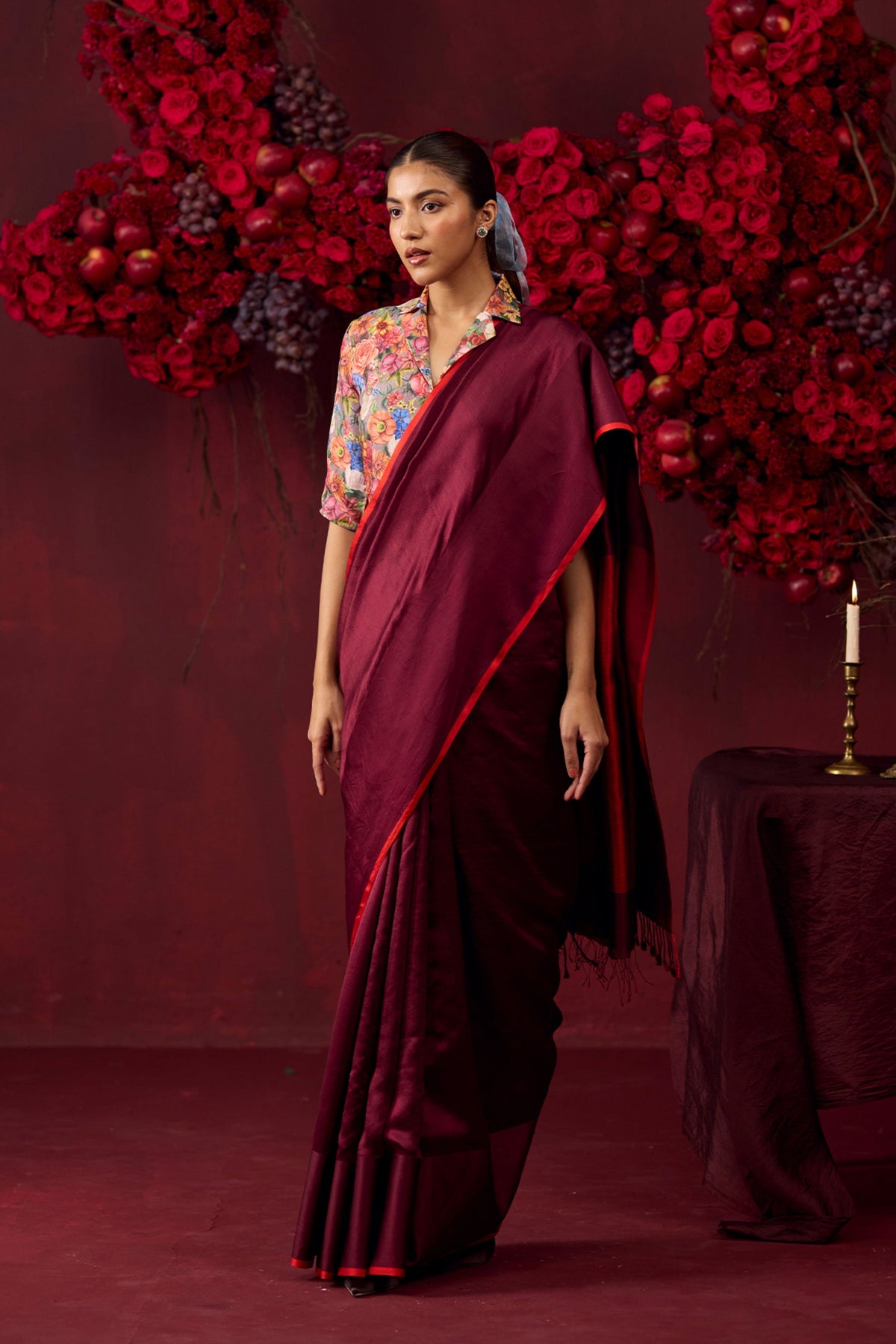 Bold Allure Burgundy Saree