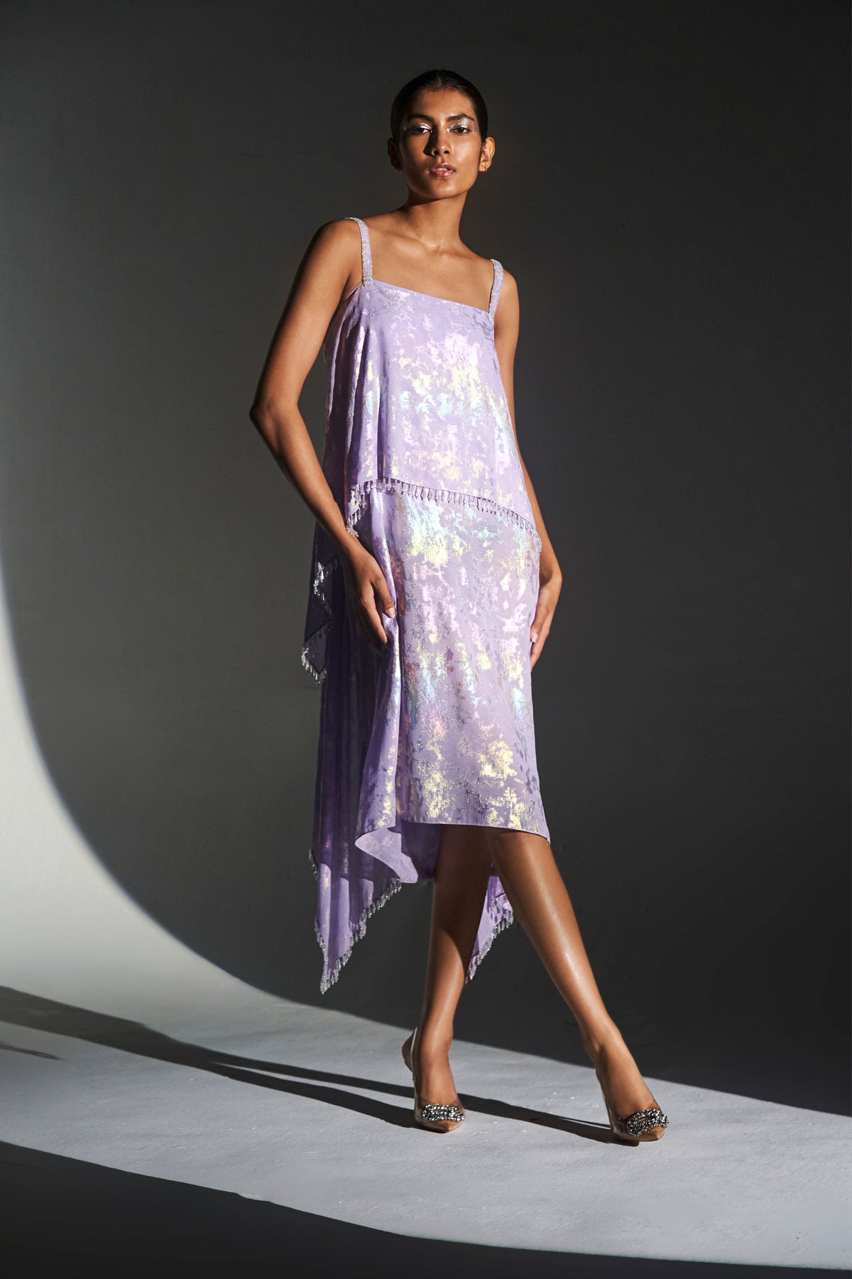 Lilac Metallic Jacquard Chandelier Dress