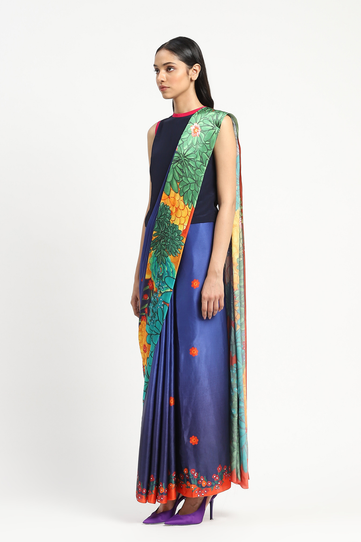 Garden Graffiti Blue Printed Saree