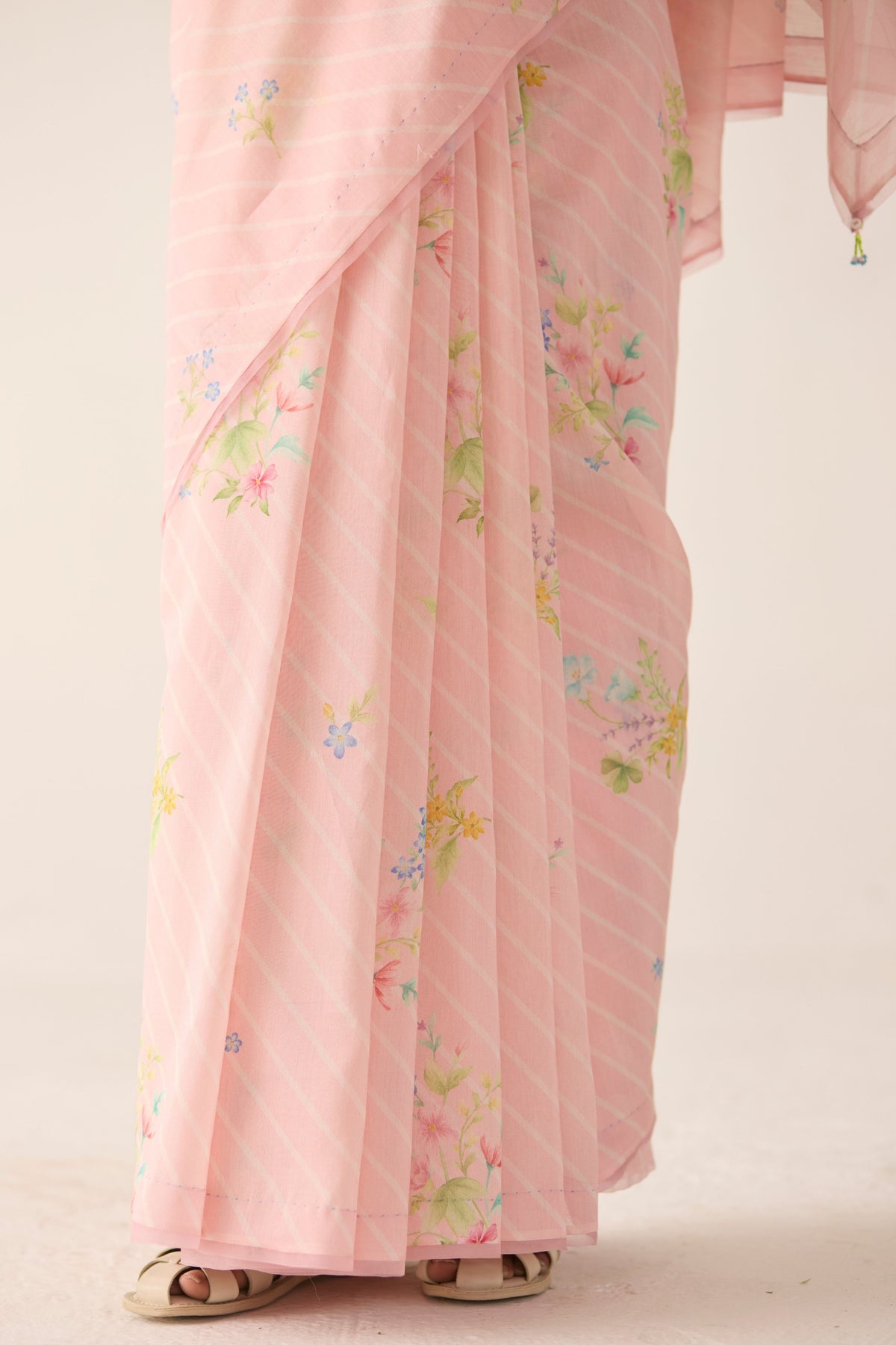 Wildflower Bunch Silk and Cotton Chanderi Sari