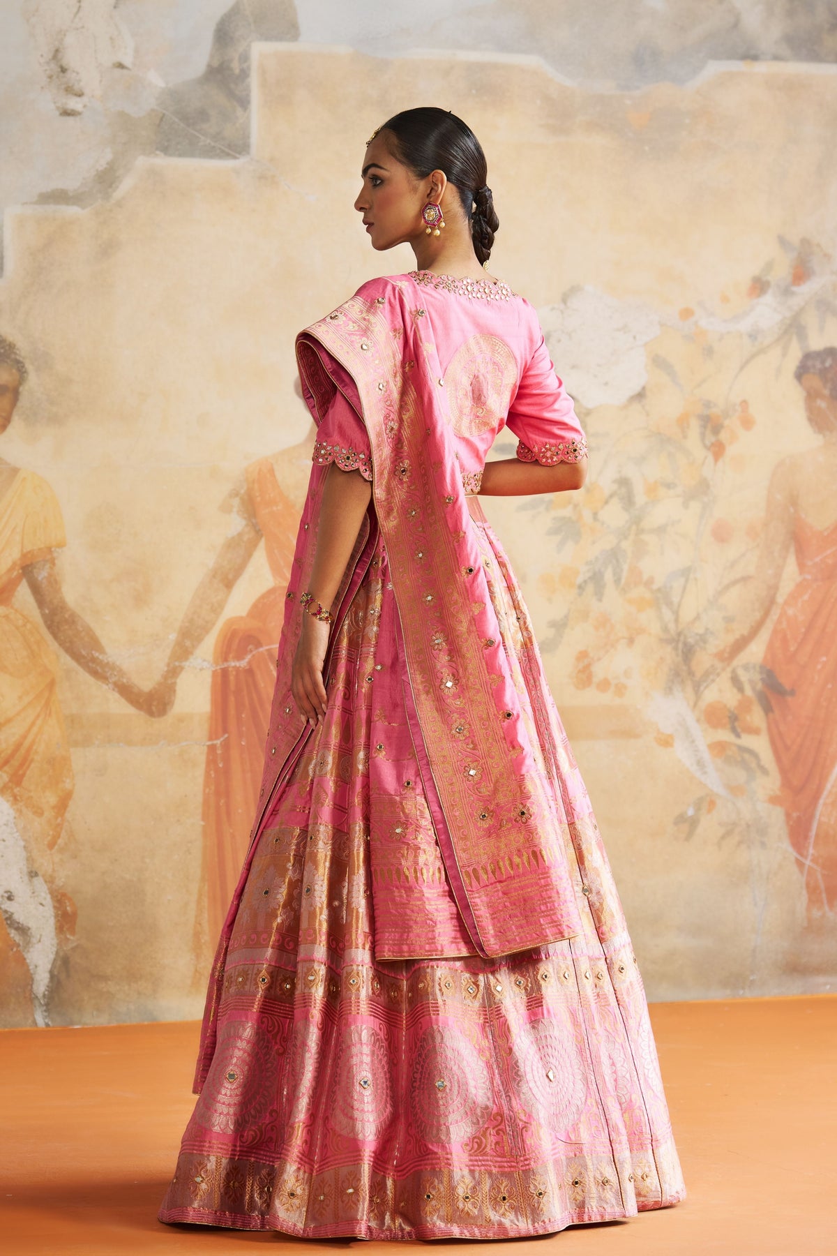 Pink Banarasi Lehenga Set