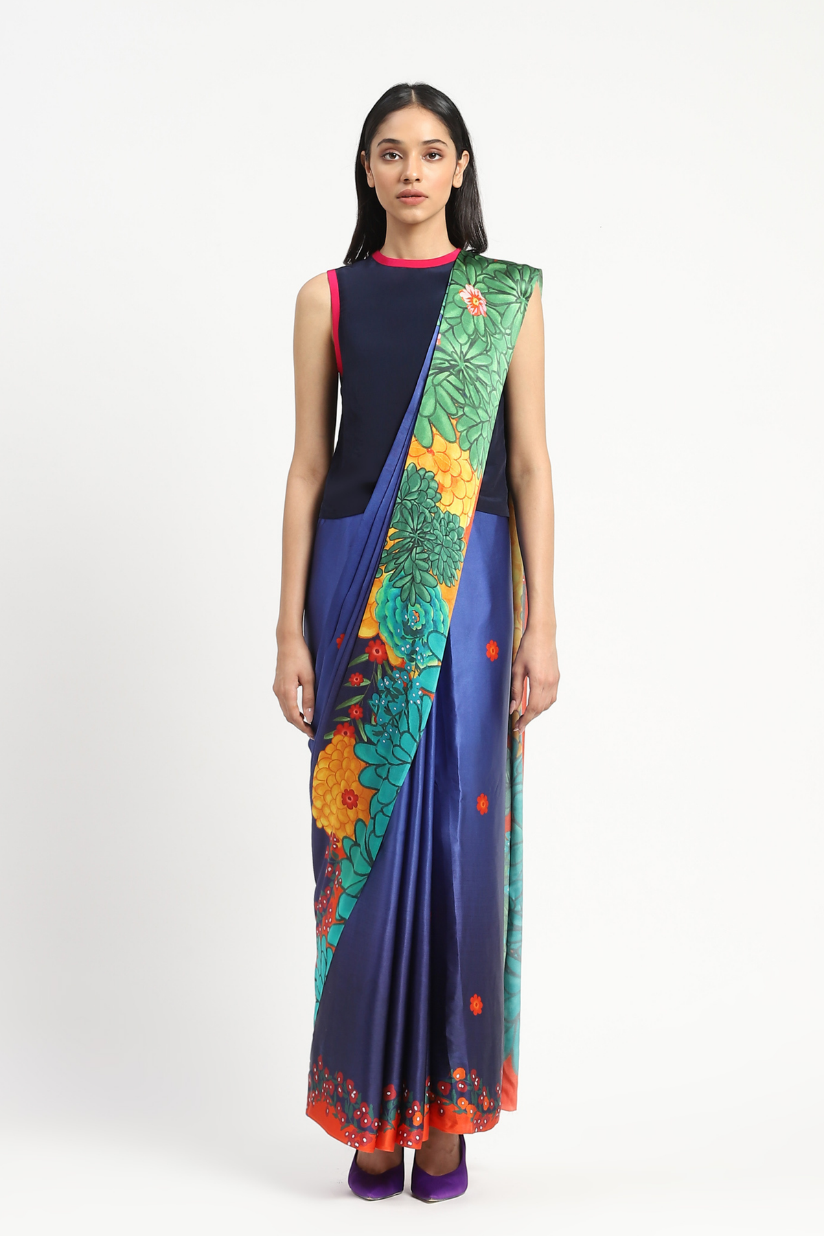 Garden Graffiti Blue Printed Saree