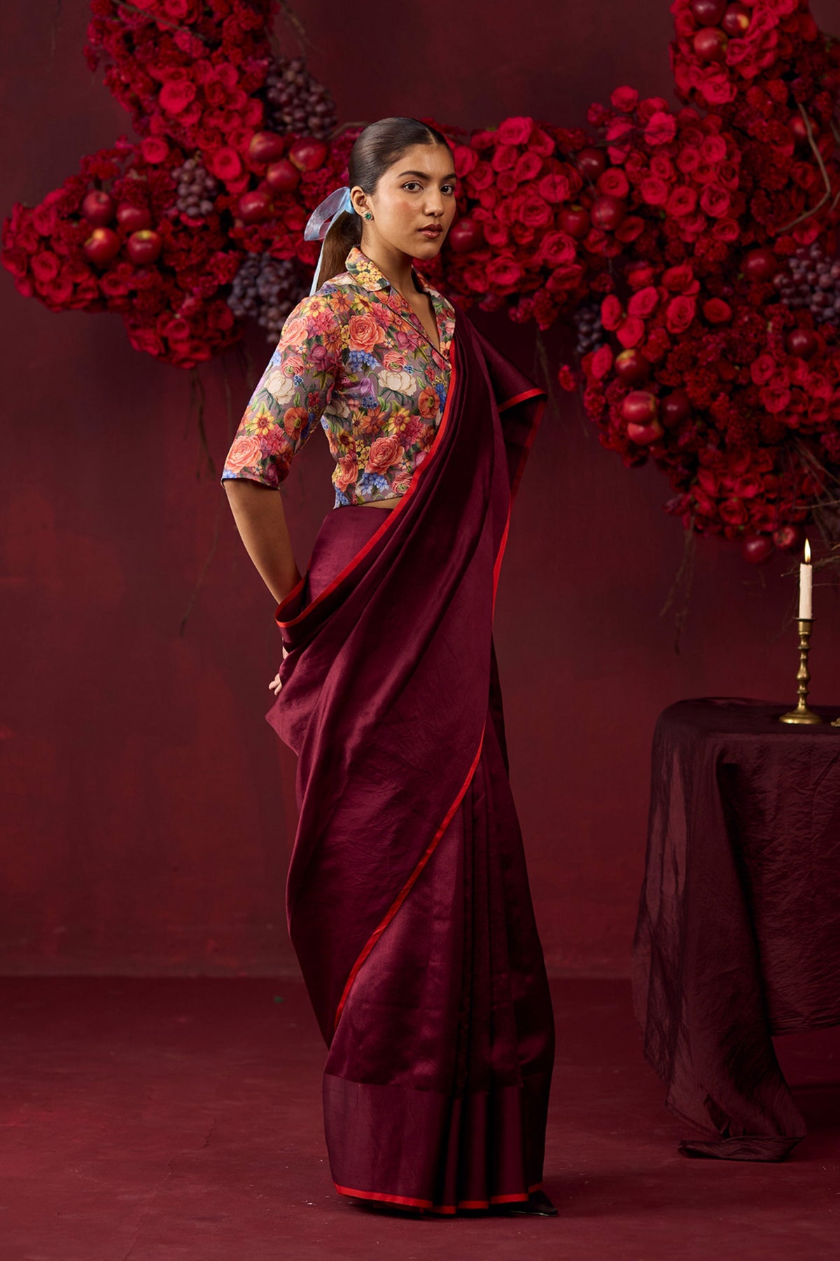 Bold Allure Burgundy Saree