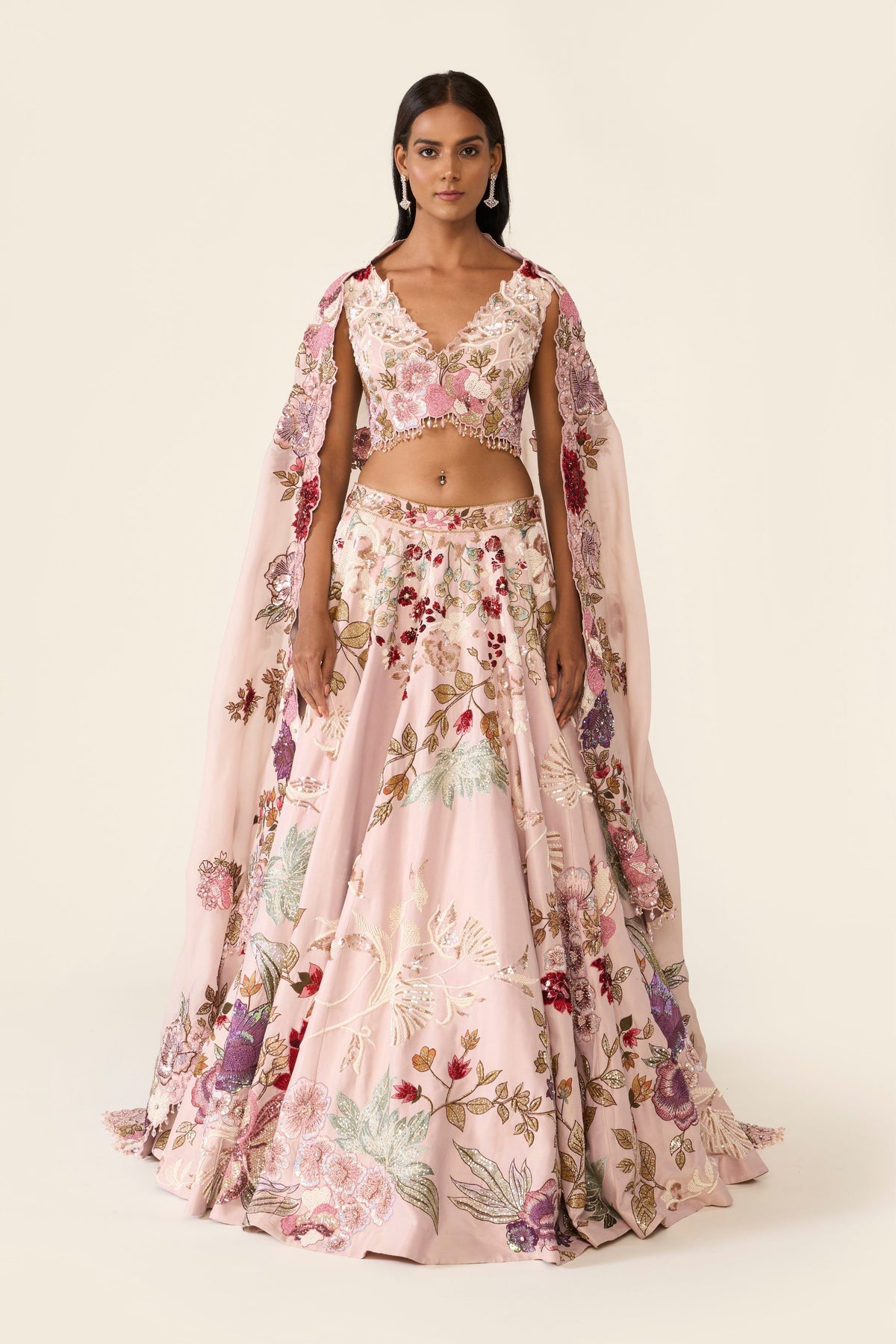 Pink Embroidered Lehenga Set