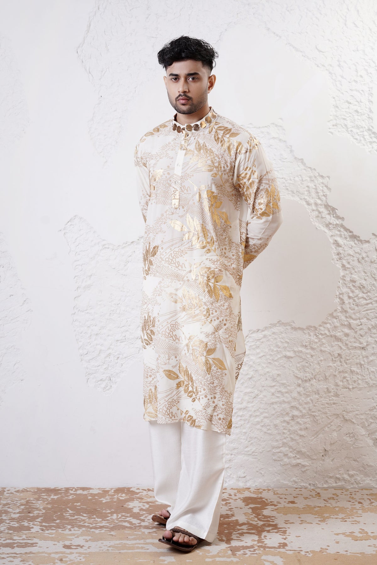 Ivory Foil Men Kurta Set