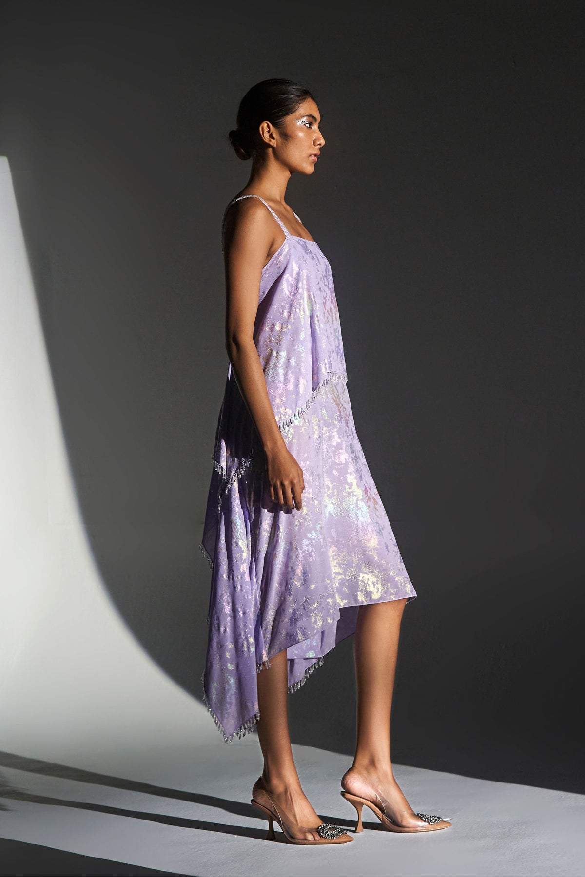 Lilac Metallic Jacquard Chandelier Dress