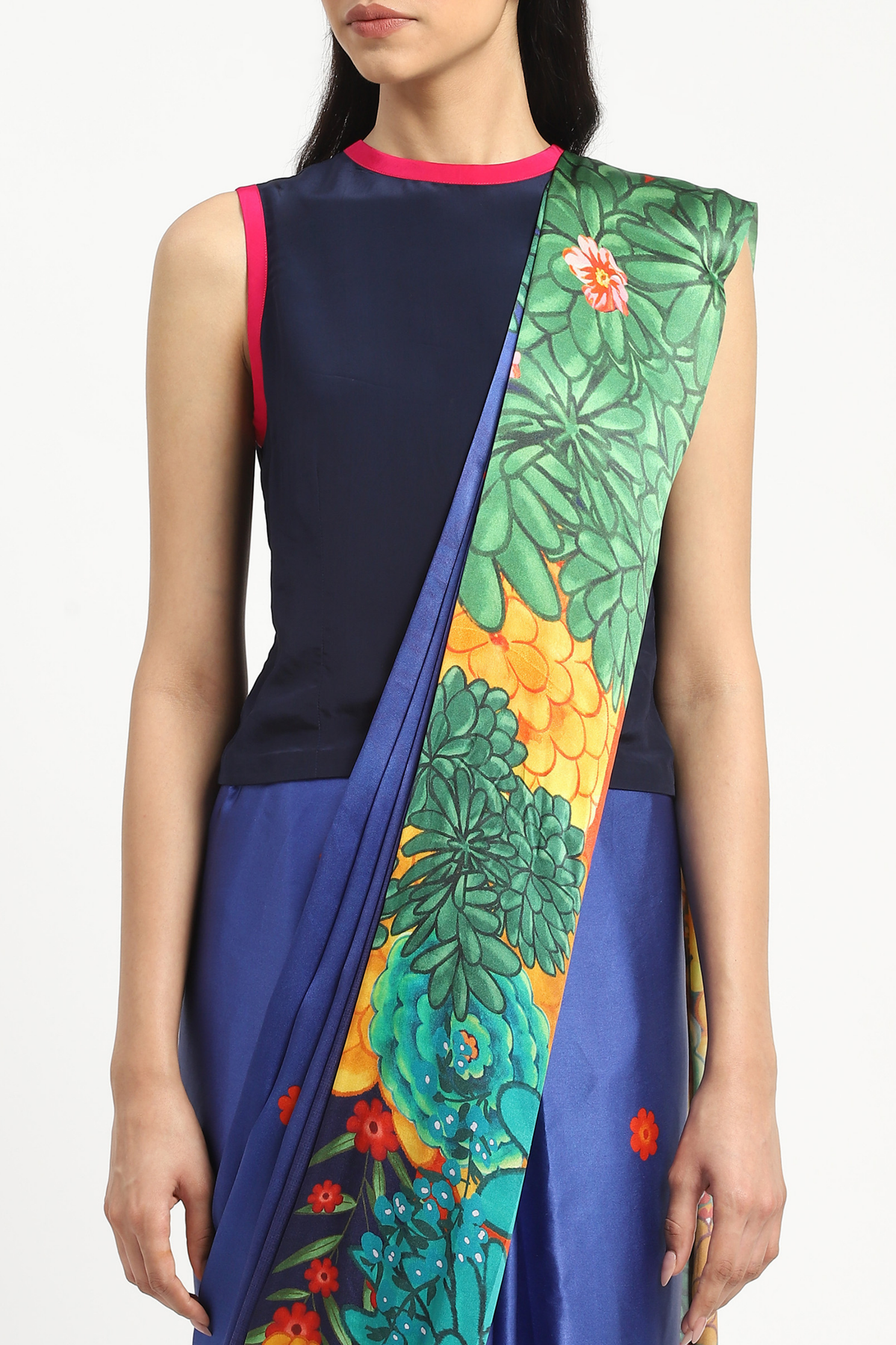 Garden Graffiti Blue Printed Saree