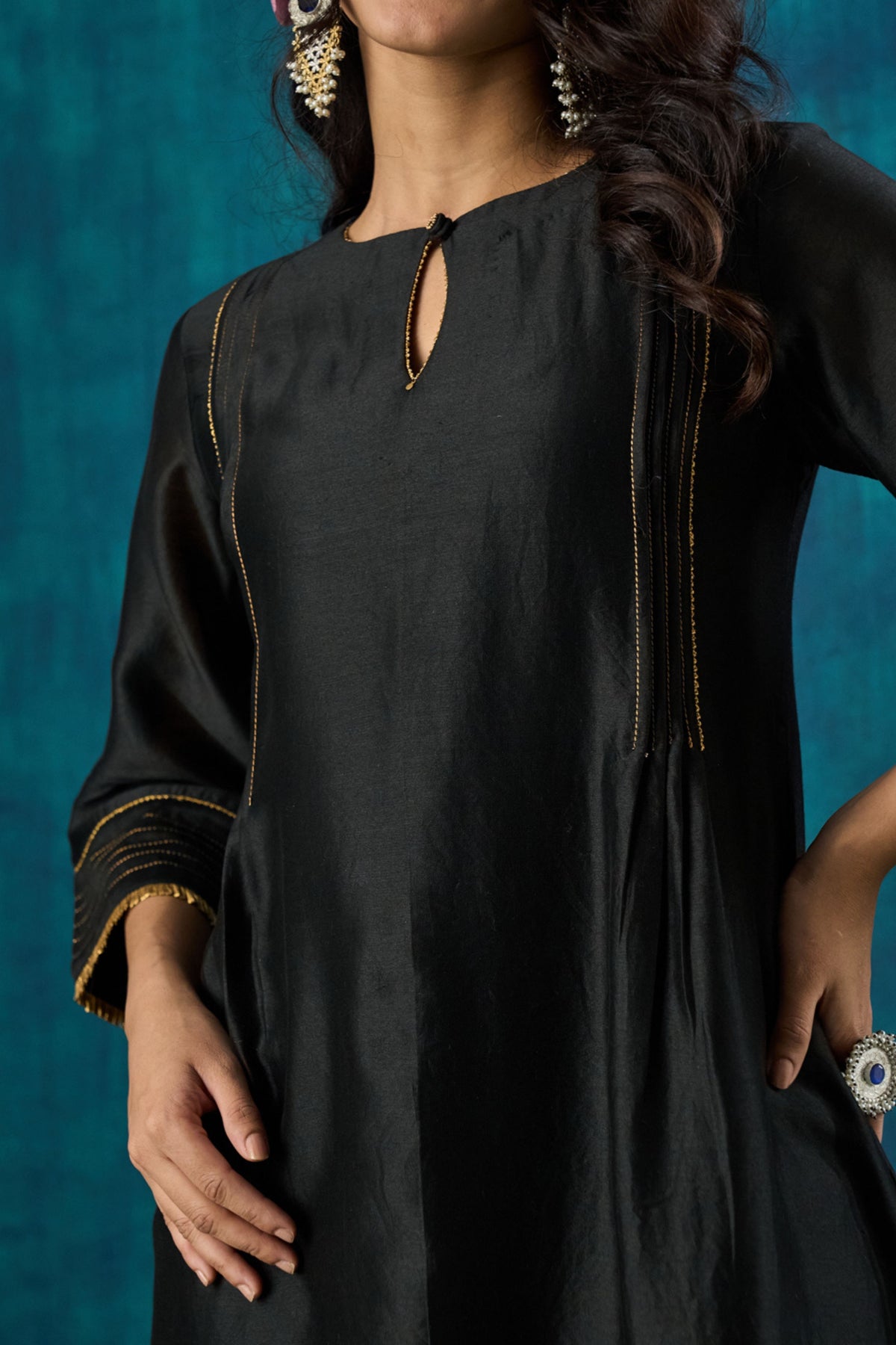 Black Chanderi Kurta Sets