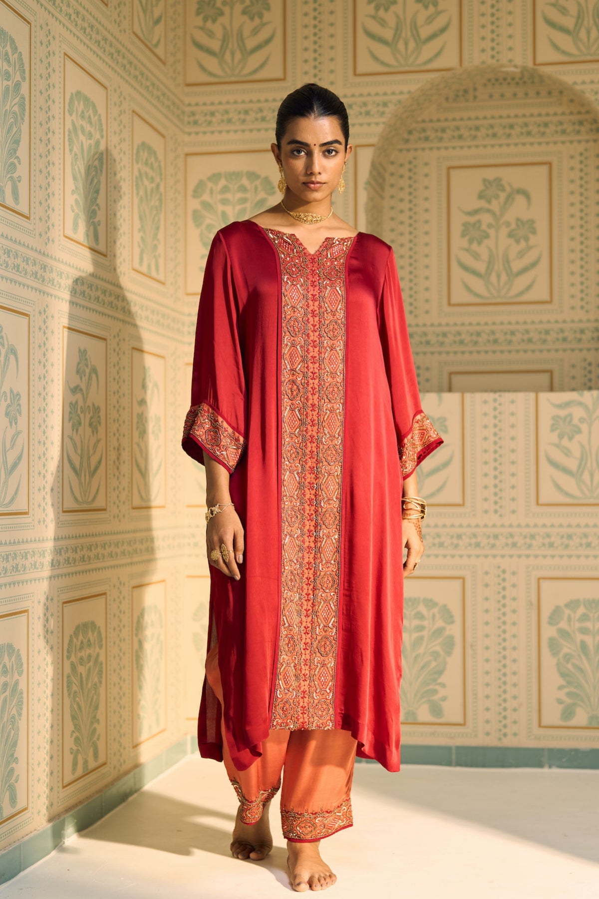 Red Seerat Kurta Set