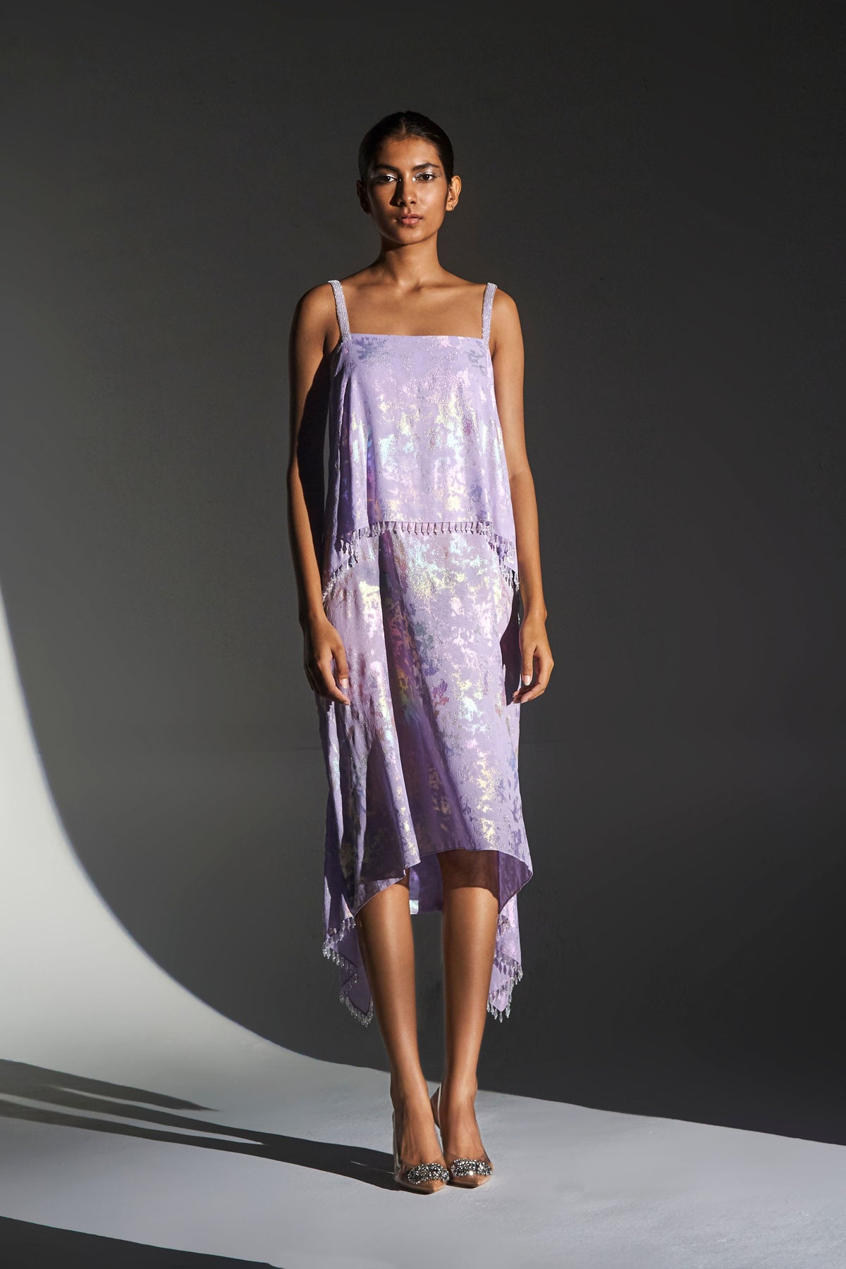 Lilac Metallic Jacquard Chandelier Dress