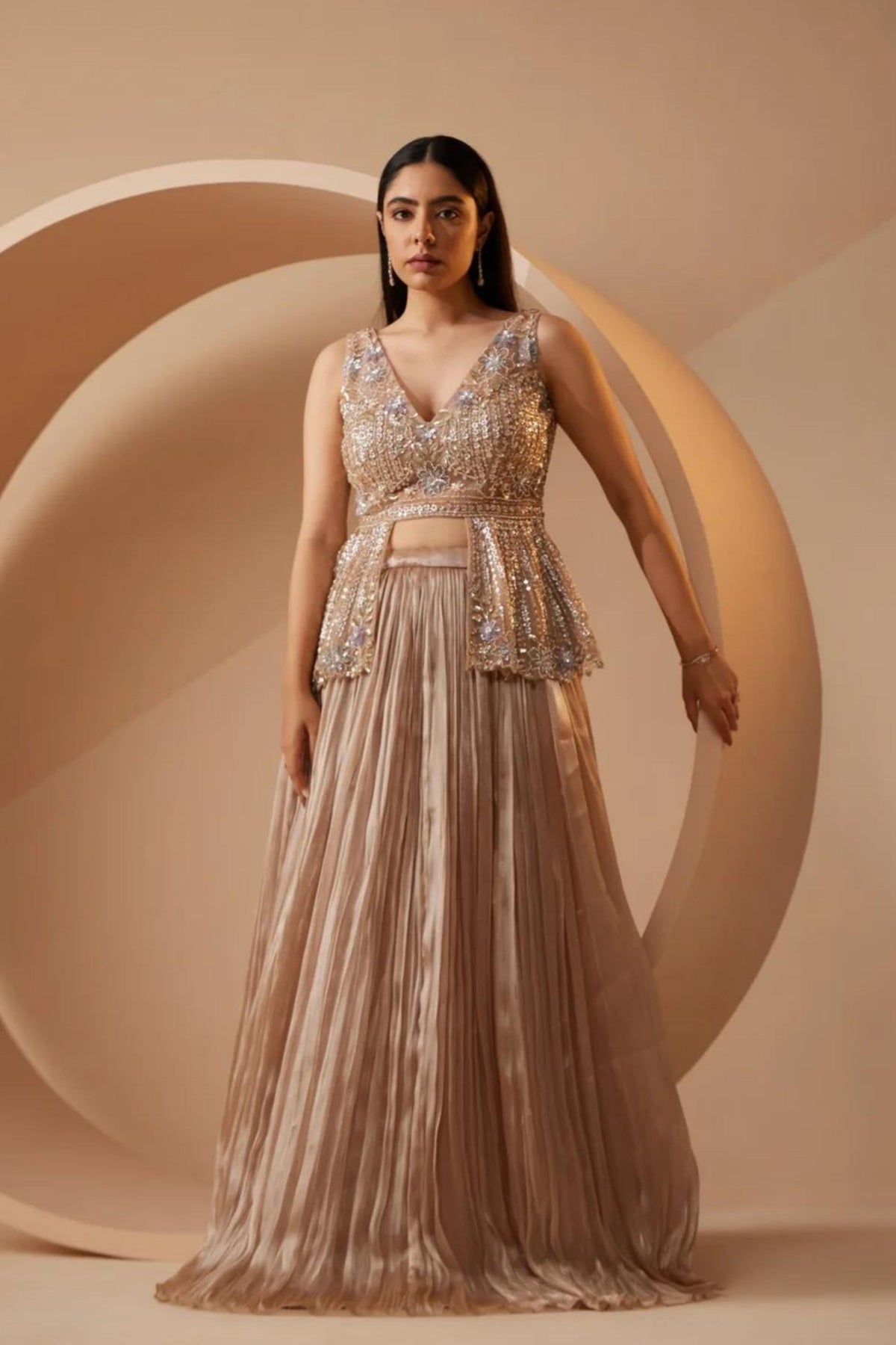 Abira Champagne Lehenga Set