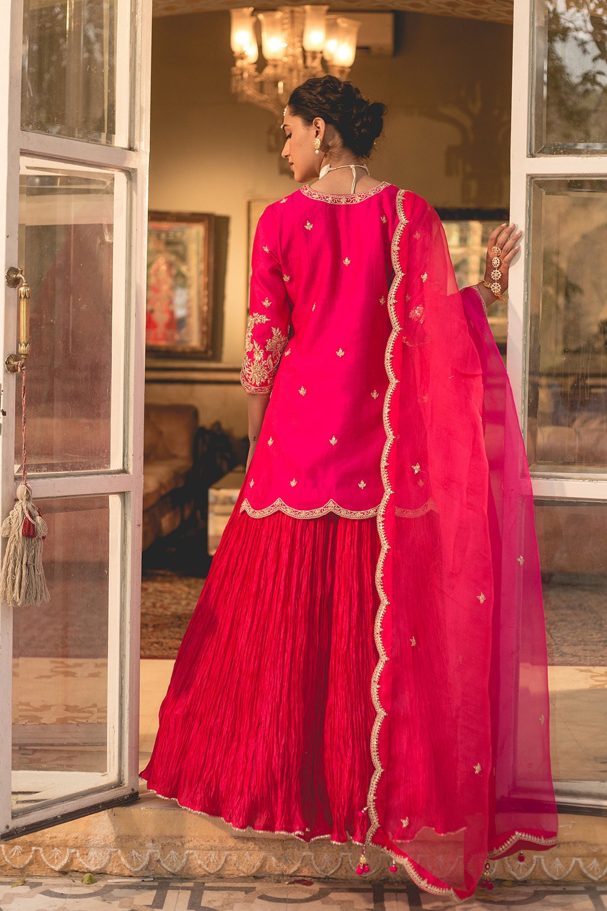 Red Sharara Set