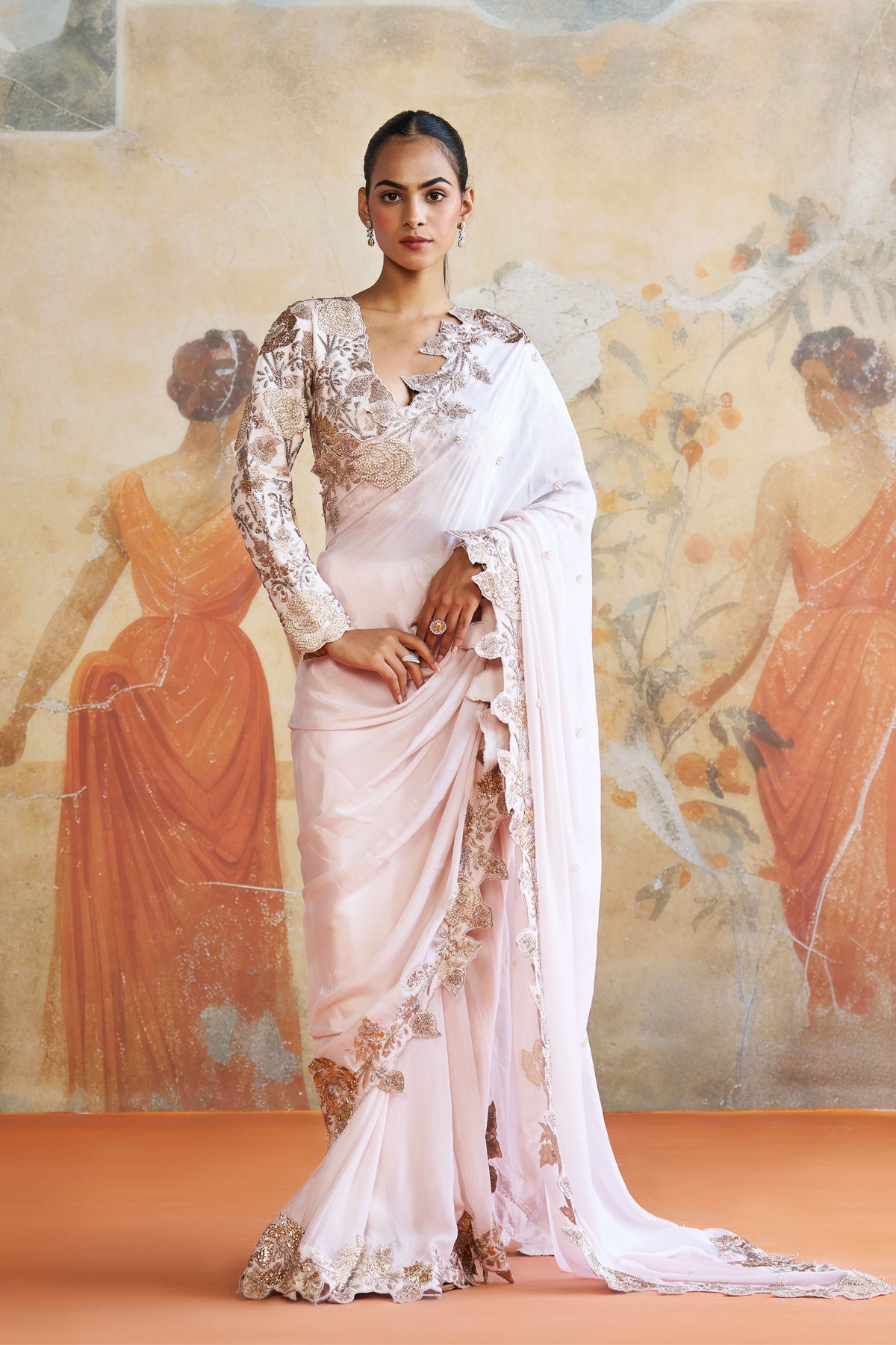 Rosegold Silk Saree Set