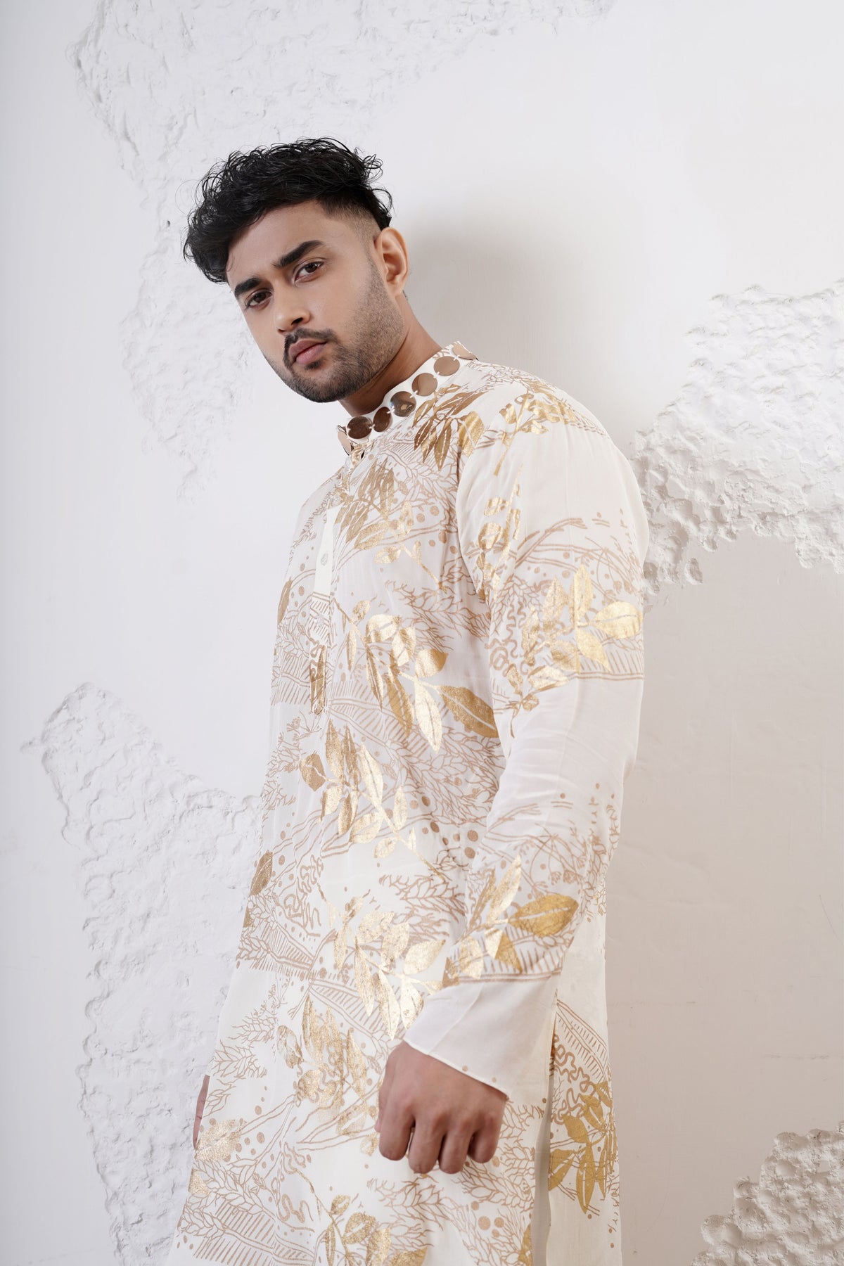 Ivory Foil Men Kurta Set