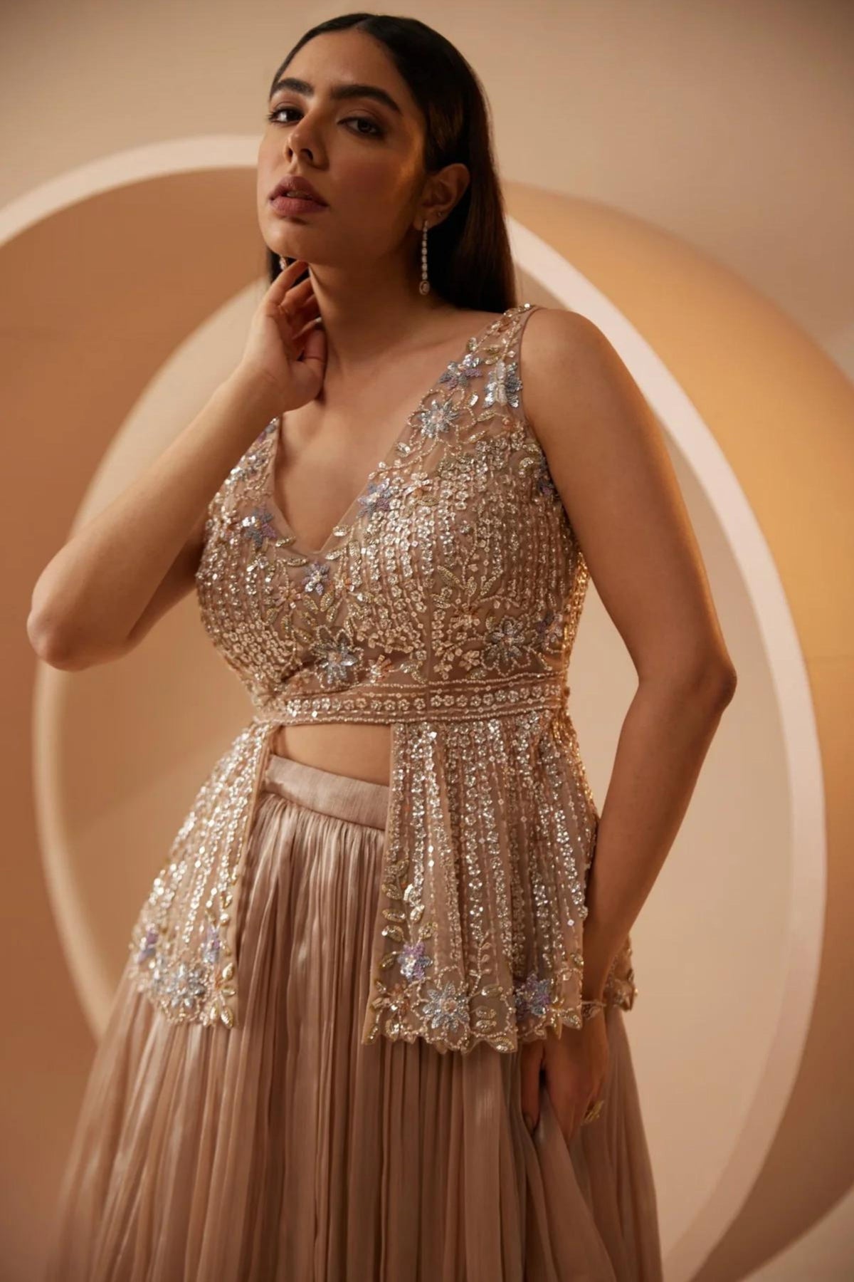 Abira Champagne Lehenga Set