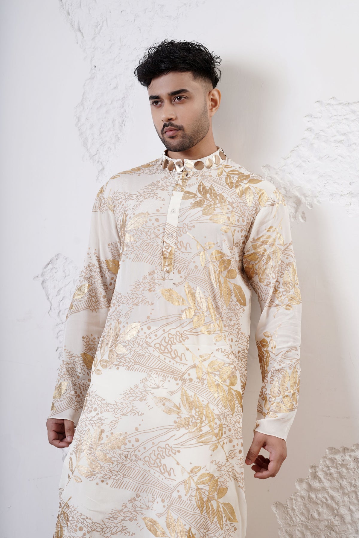 Ivory Foil Men Kurta Set