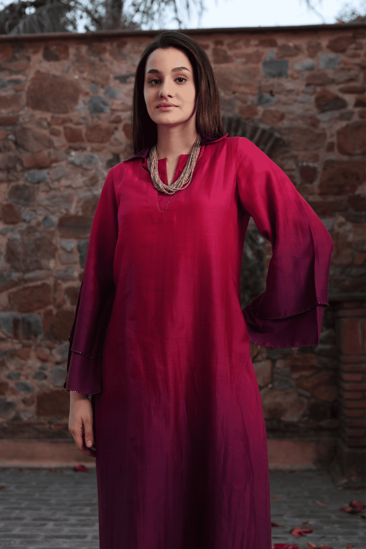 Pink Purple Ombvre Kurta And Pant