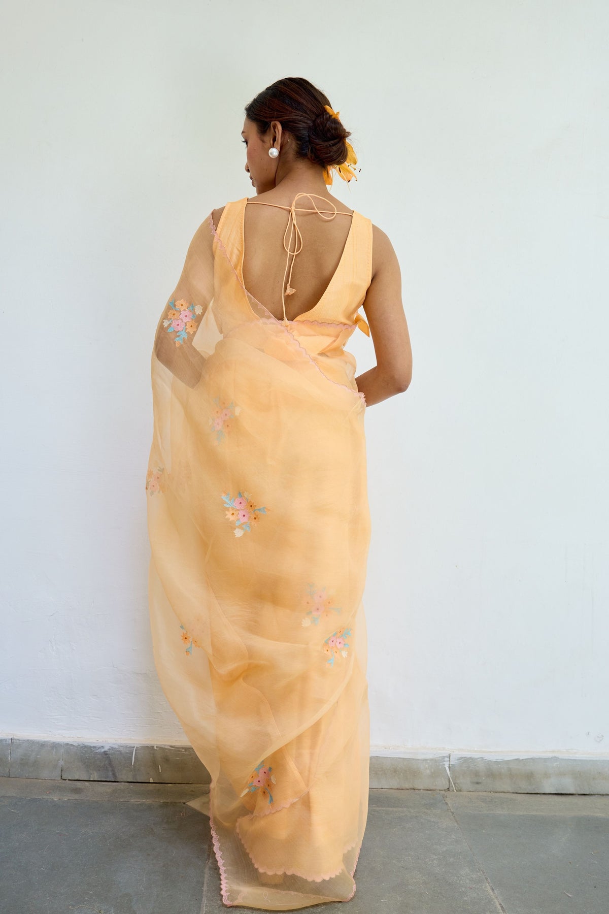 Orange Half N Half Chanderi and Silk Saree