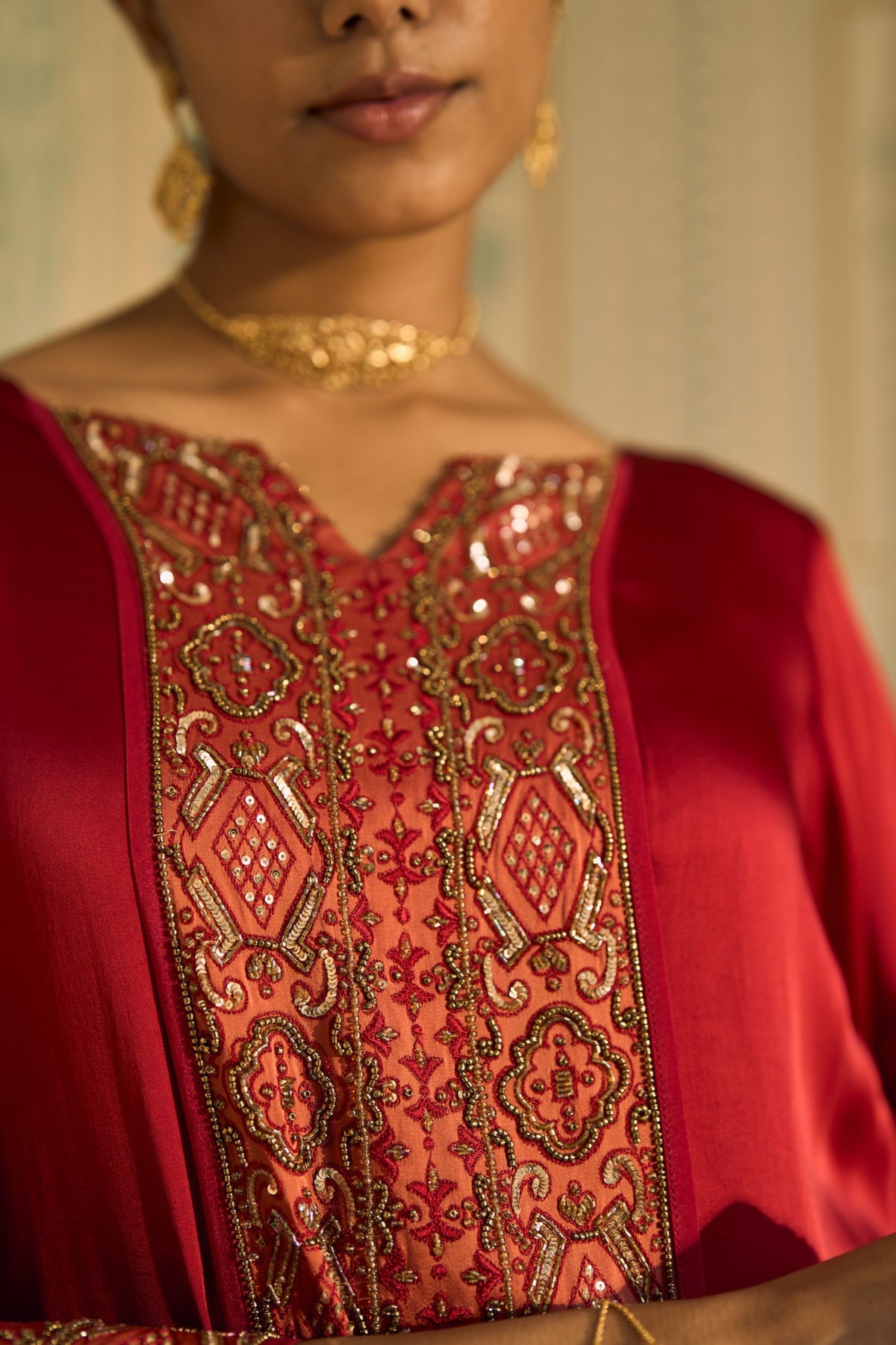 Red Seerat Kurta Set