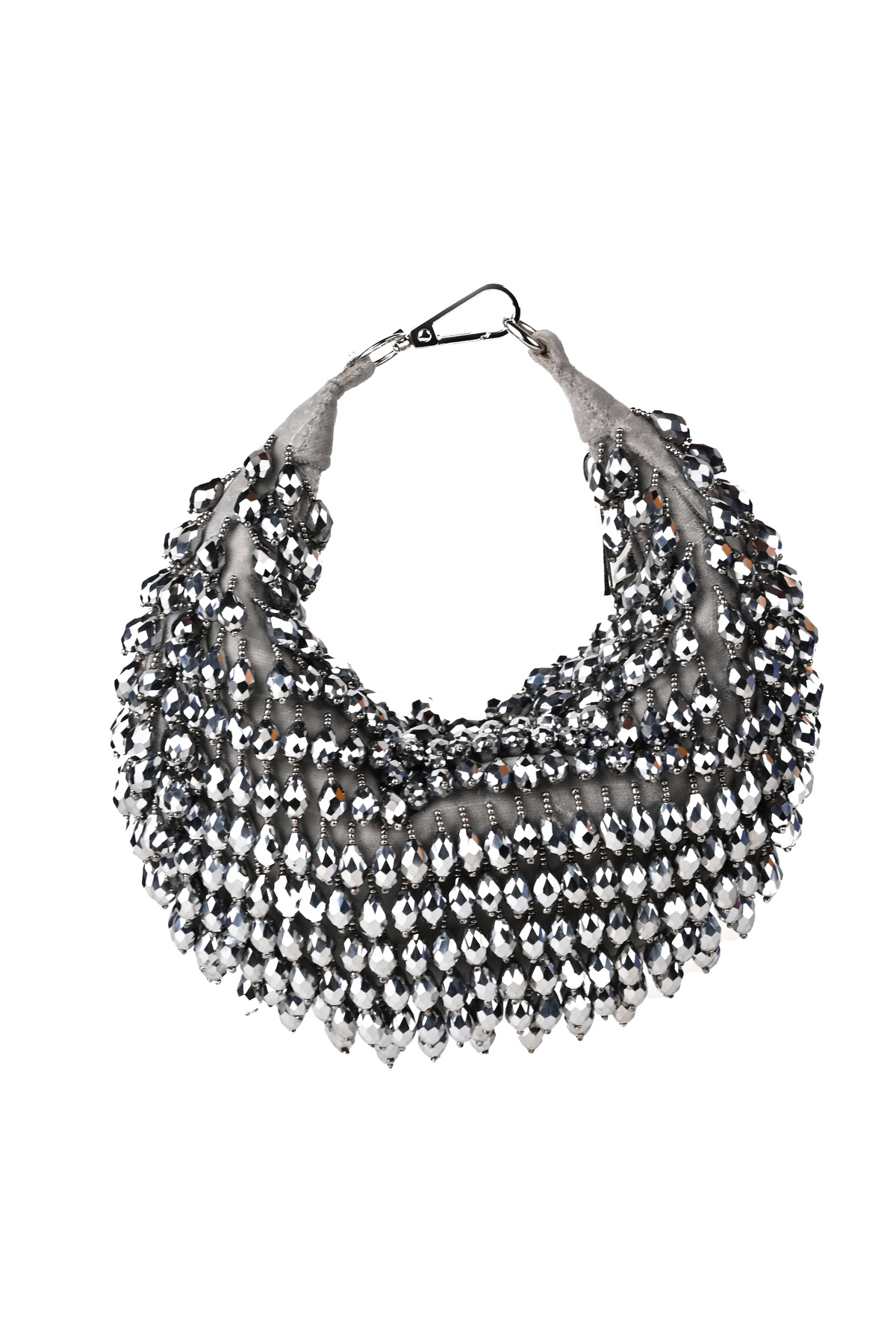 Ophelia Silver Embellished Hobo Bag