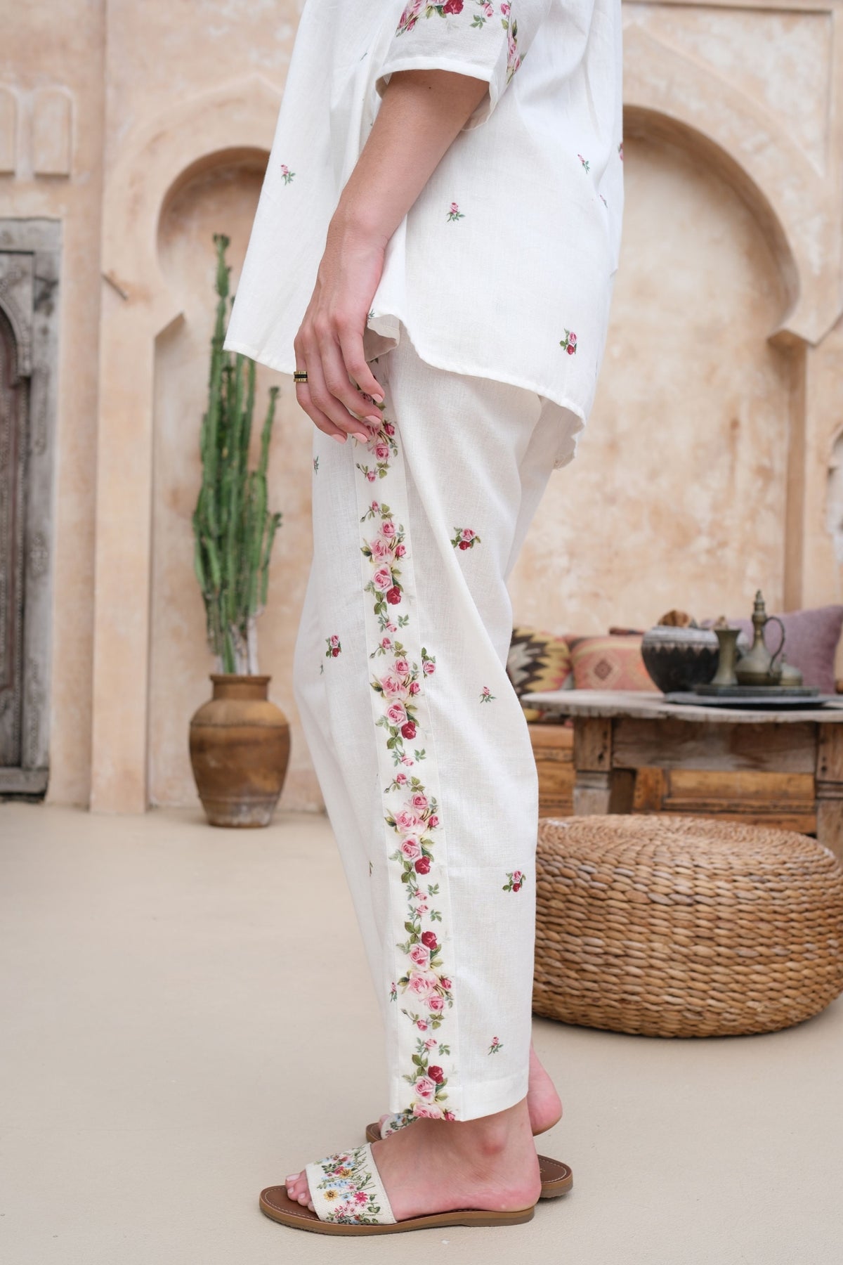 Rose Noir Ivory Pants