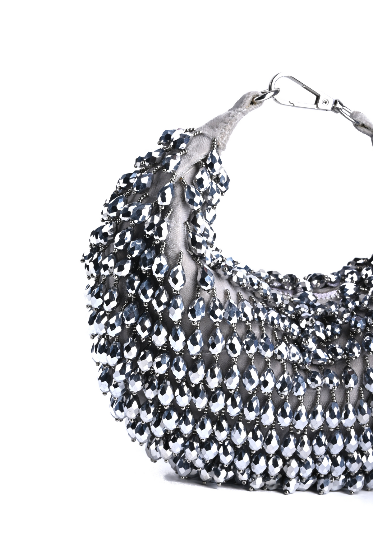 Ophelia Silver Embellished Hobo Bag