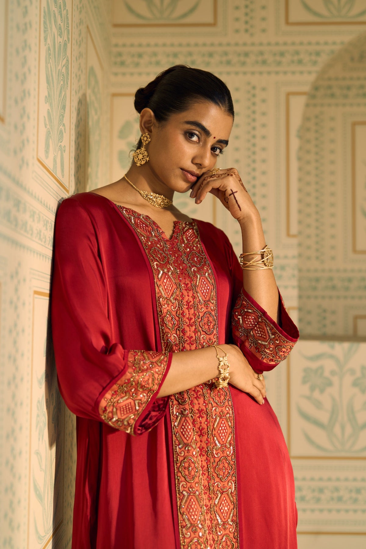 Red Seerat Kurta Set