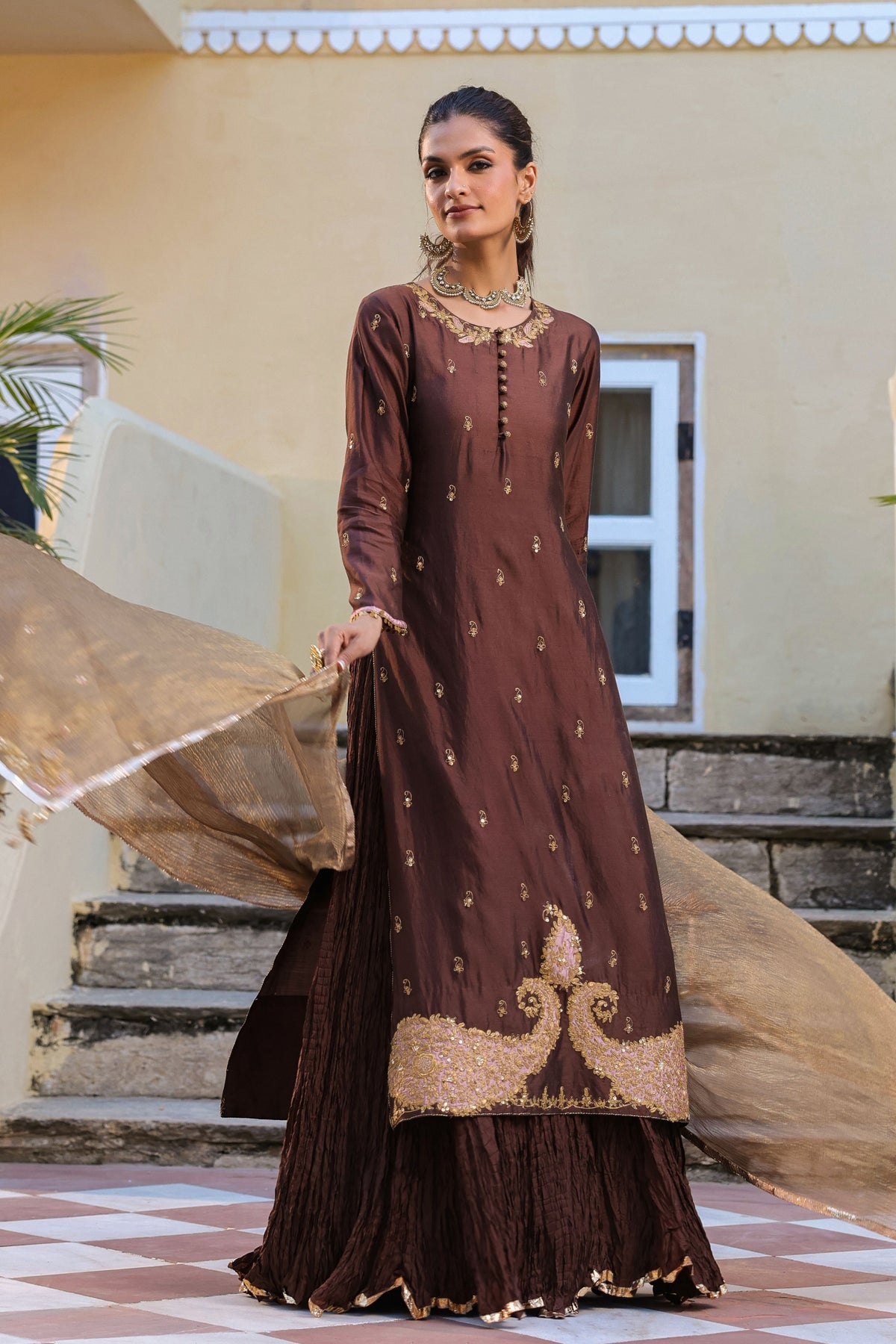 Riwayat Straight Brown Kurta Set