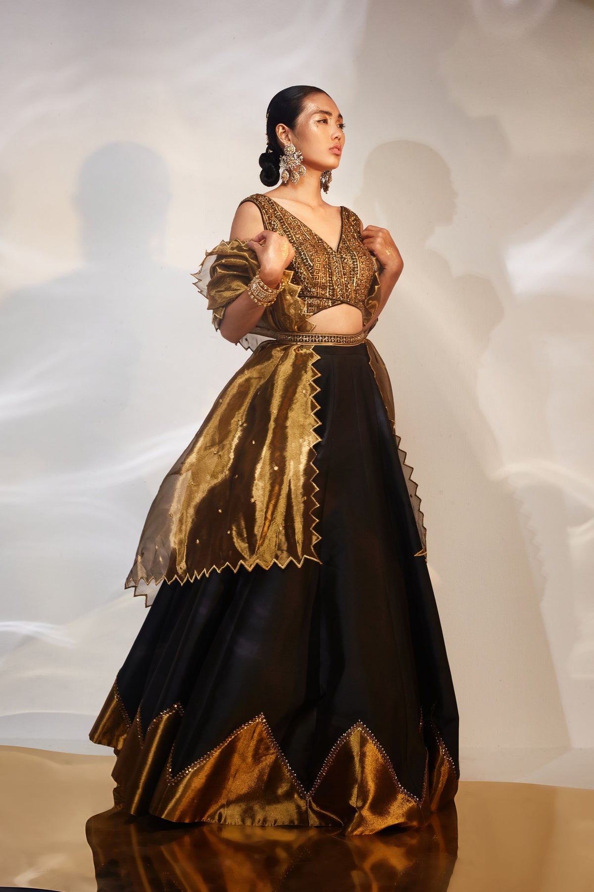 Black &amp; Gold Lehenga Set