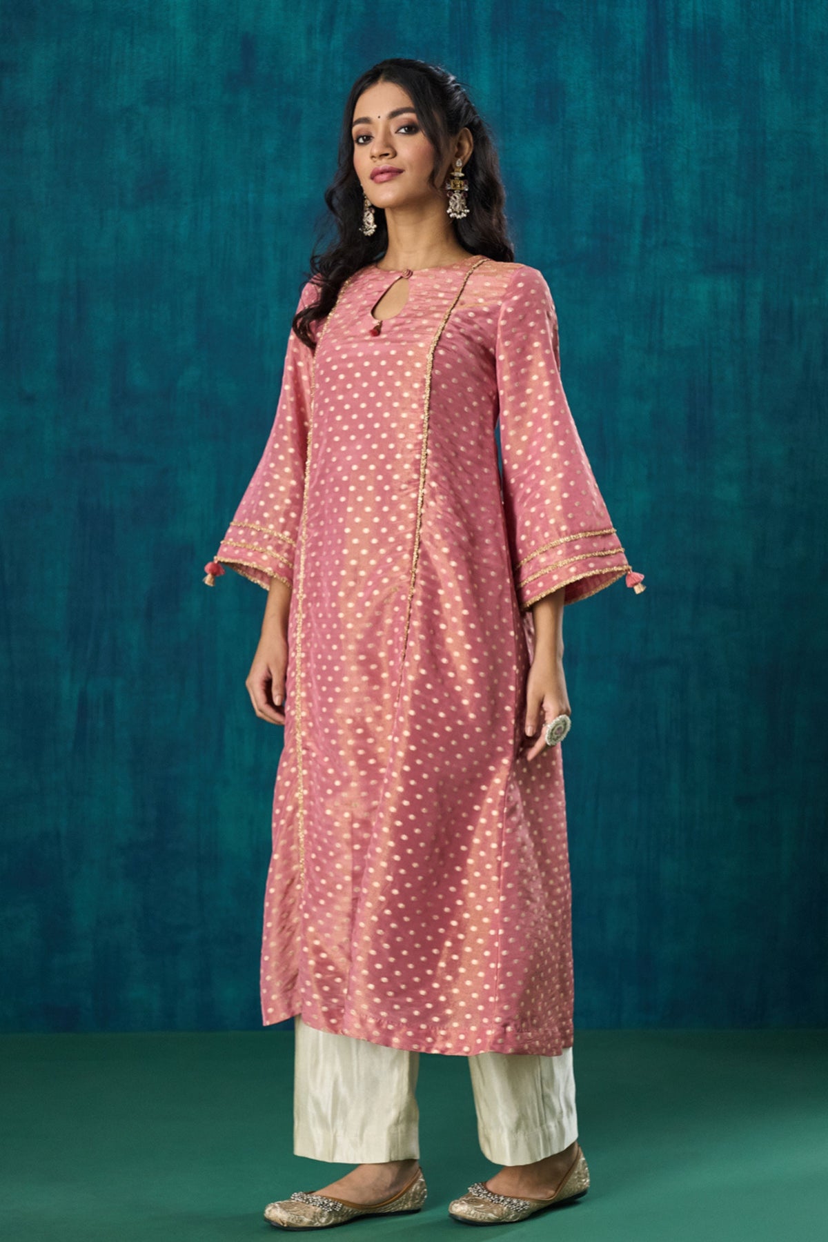 Pink Zari Booti Kurta Sets