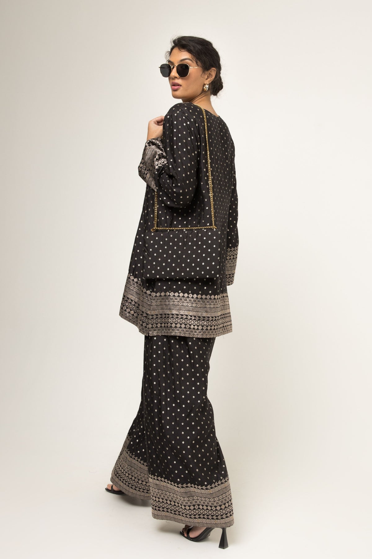 Sitara Dotted Black Tunic Set