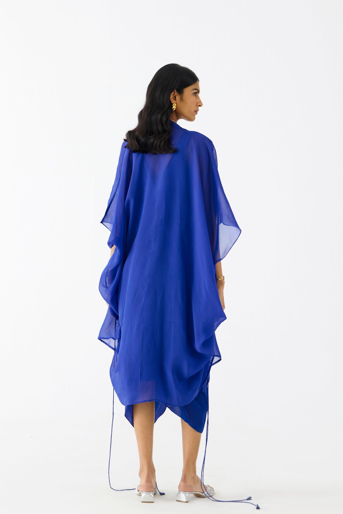 Royal Midi Dress With Organza Cape