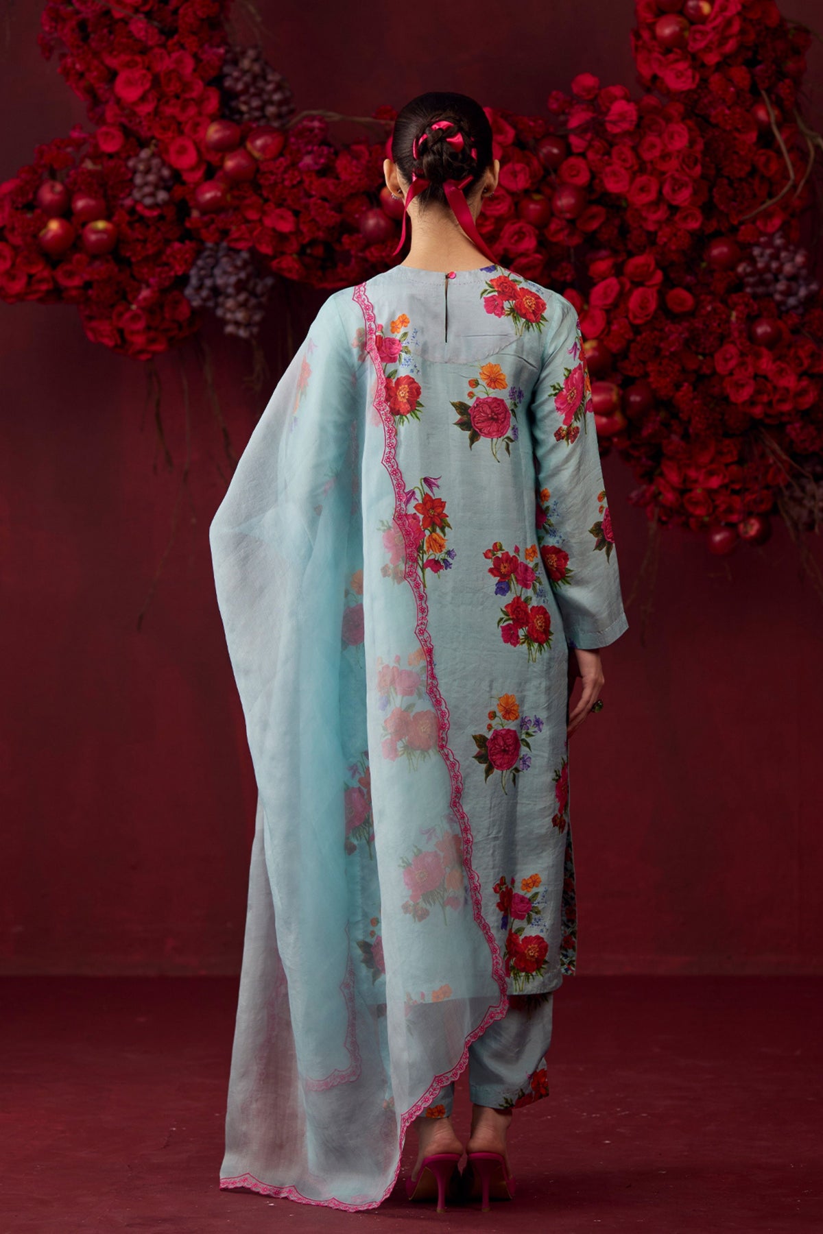 Enchanted Bloom Ice Blue Kurta Set