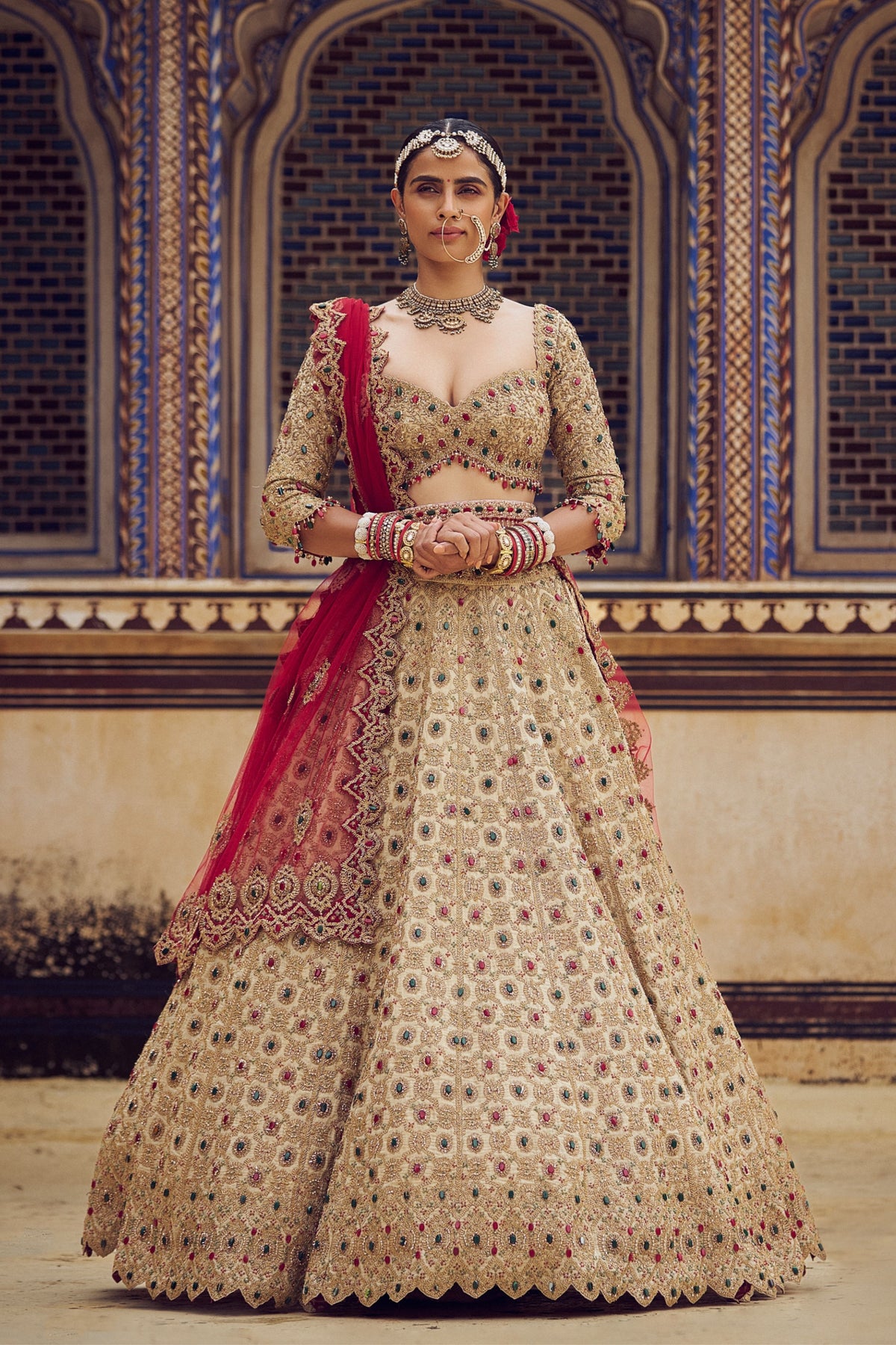 Golden  Tissue Lehenga Choli Set