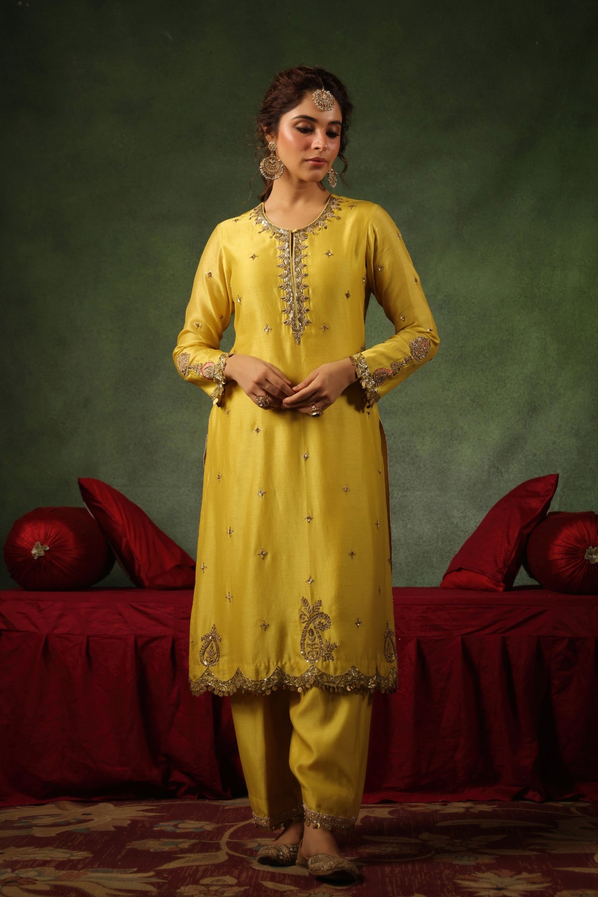 Yellow Ambi Buta Kurta Set