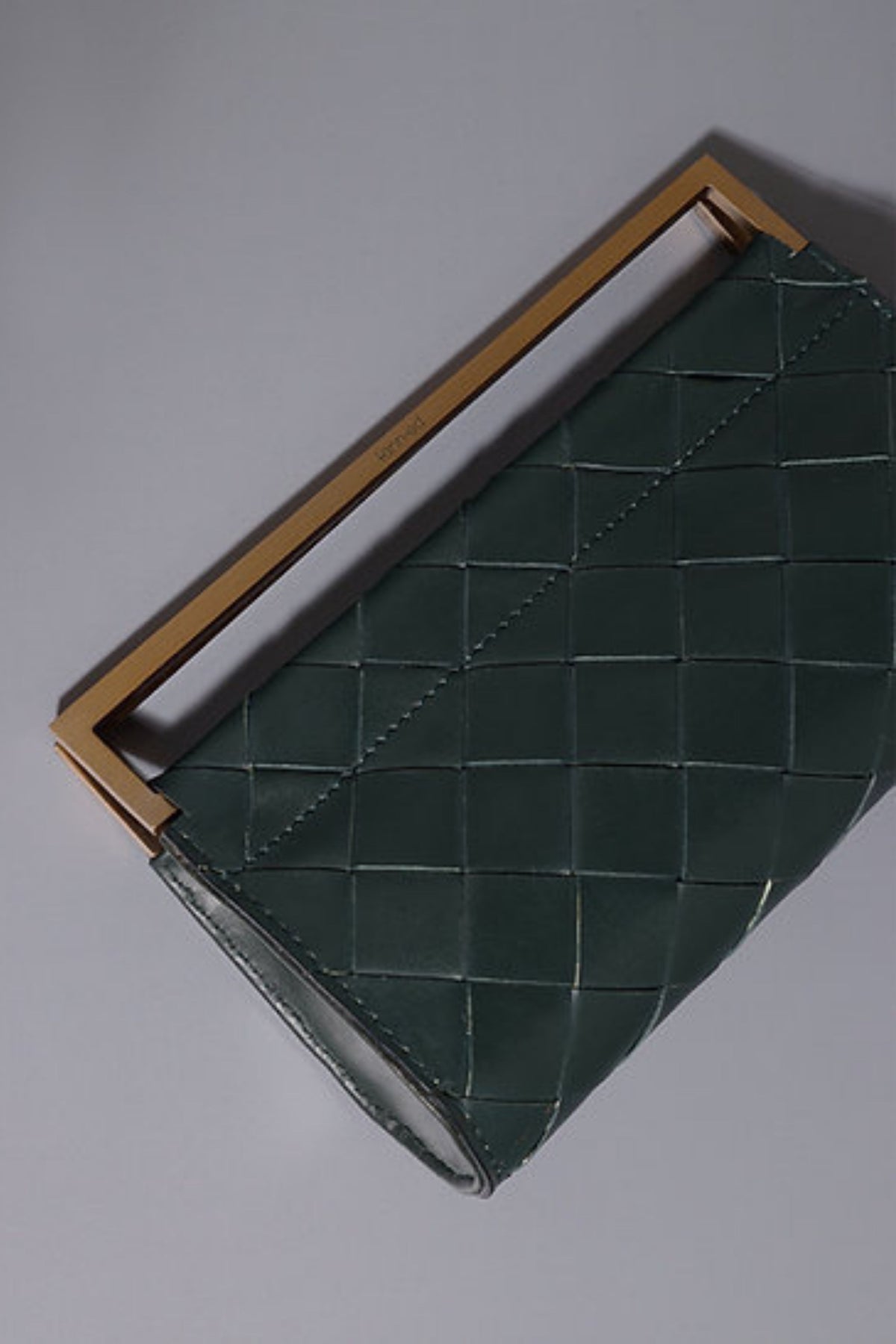 Green Woven Foldover Clutch