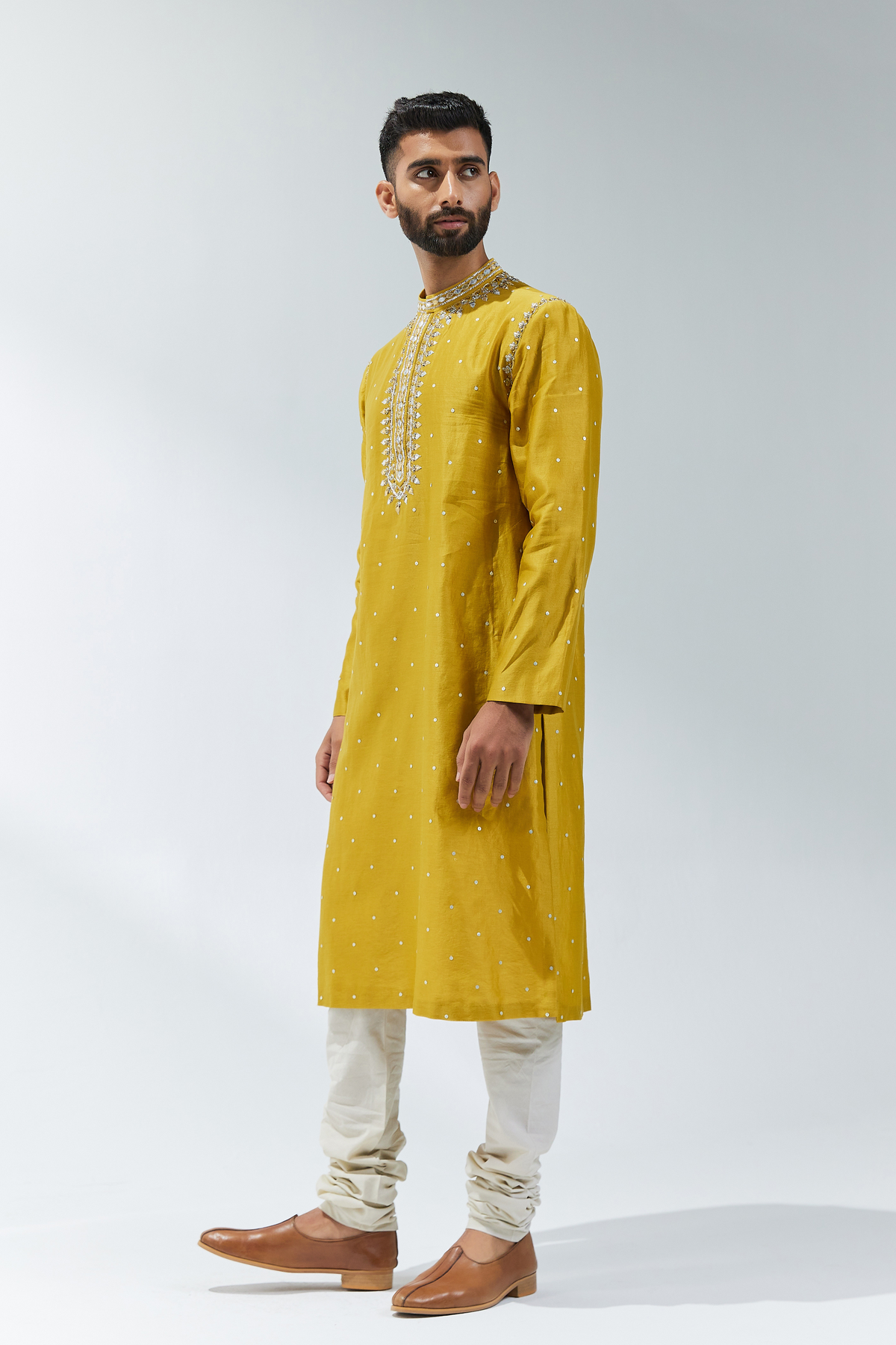 Mustard Embroidered Kurta Sets