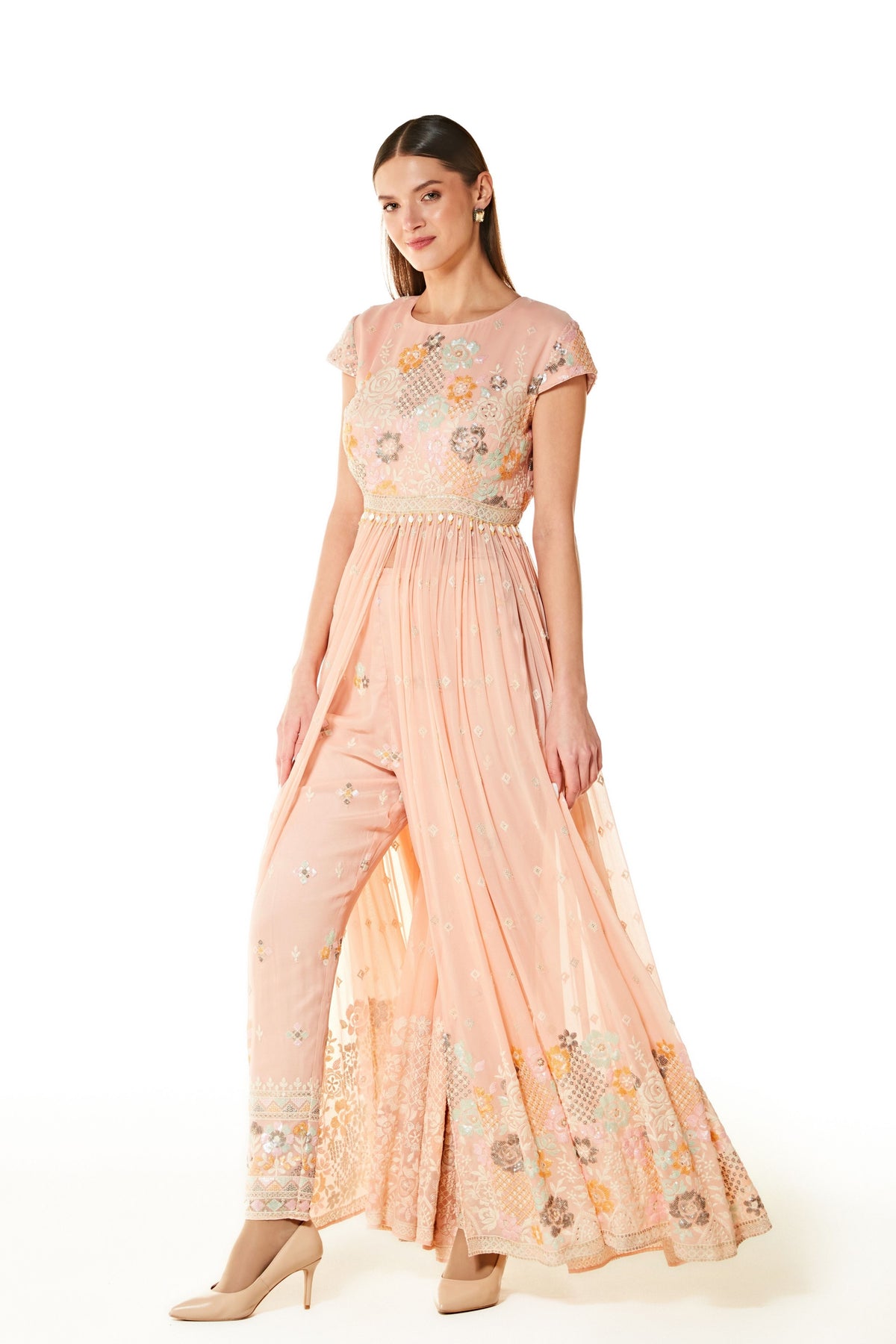 Adah Blush Pink Gown With Pant