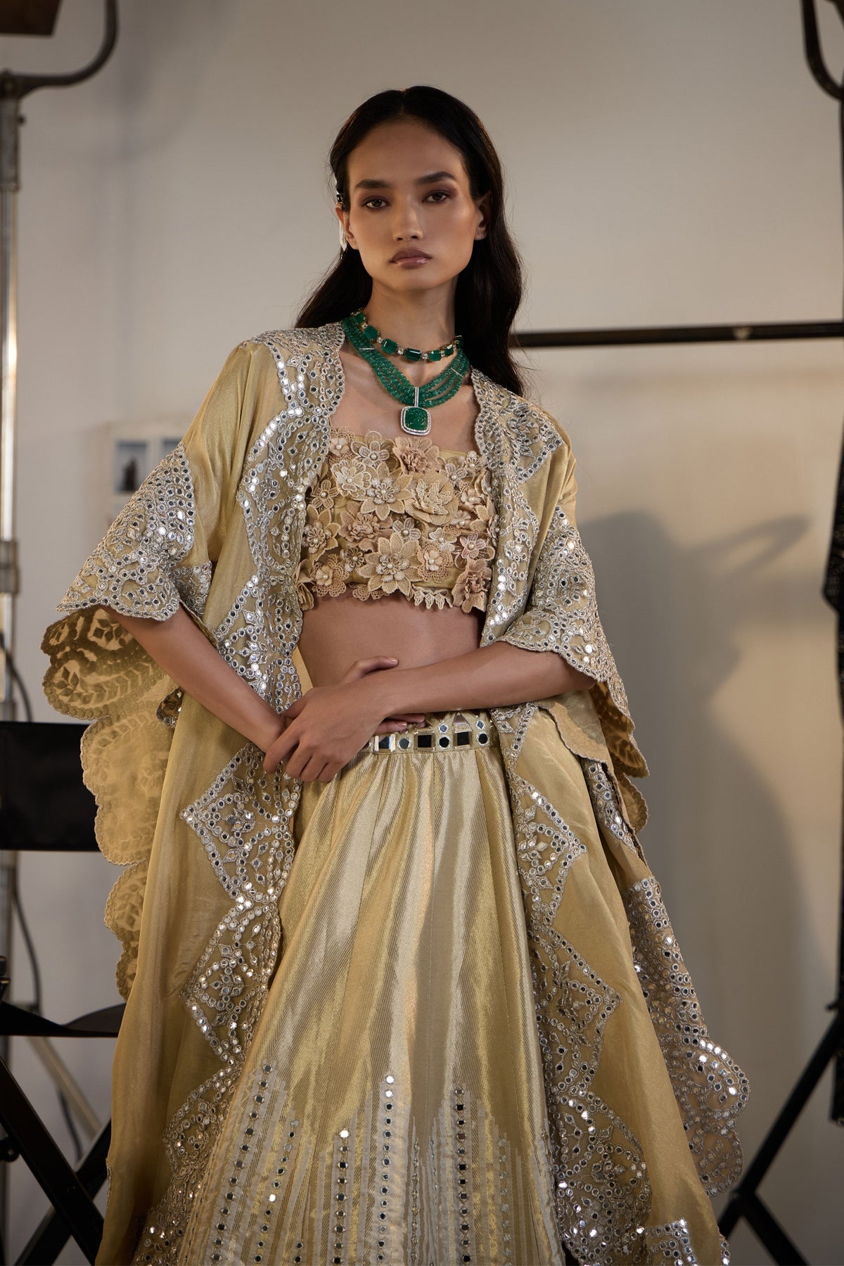 Banarasi Brocade Gold Lehenga Set