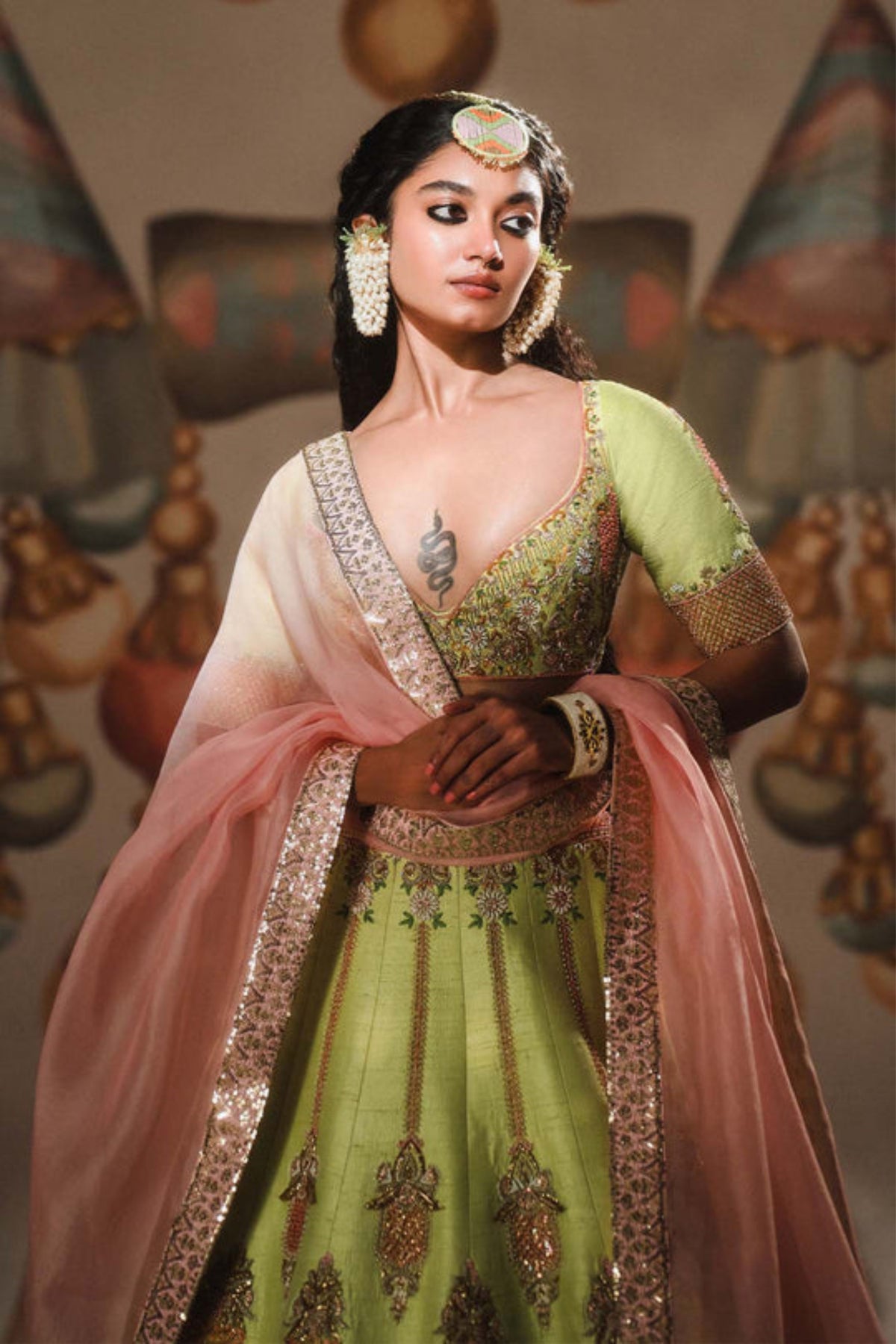 Pista Kulfi Green Lehenga Set