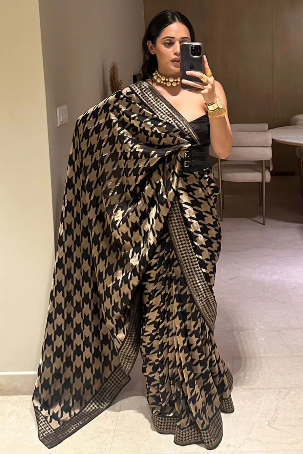 Black and Gold Gerum Saree