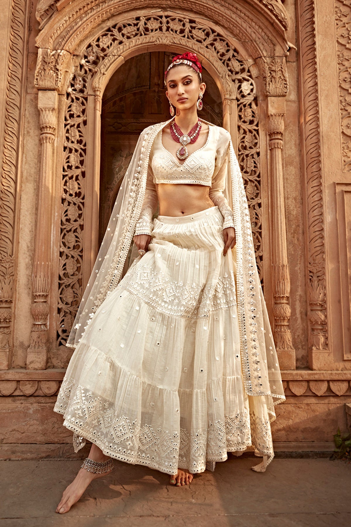 Off White Diamond Lehenga Set