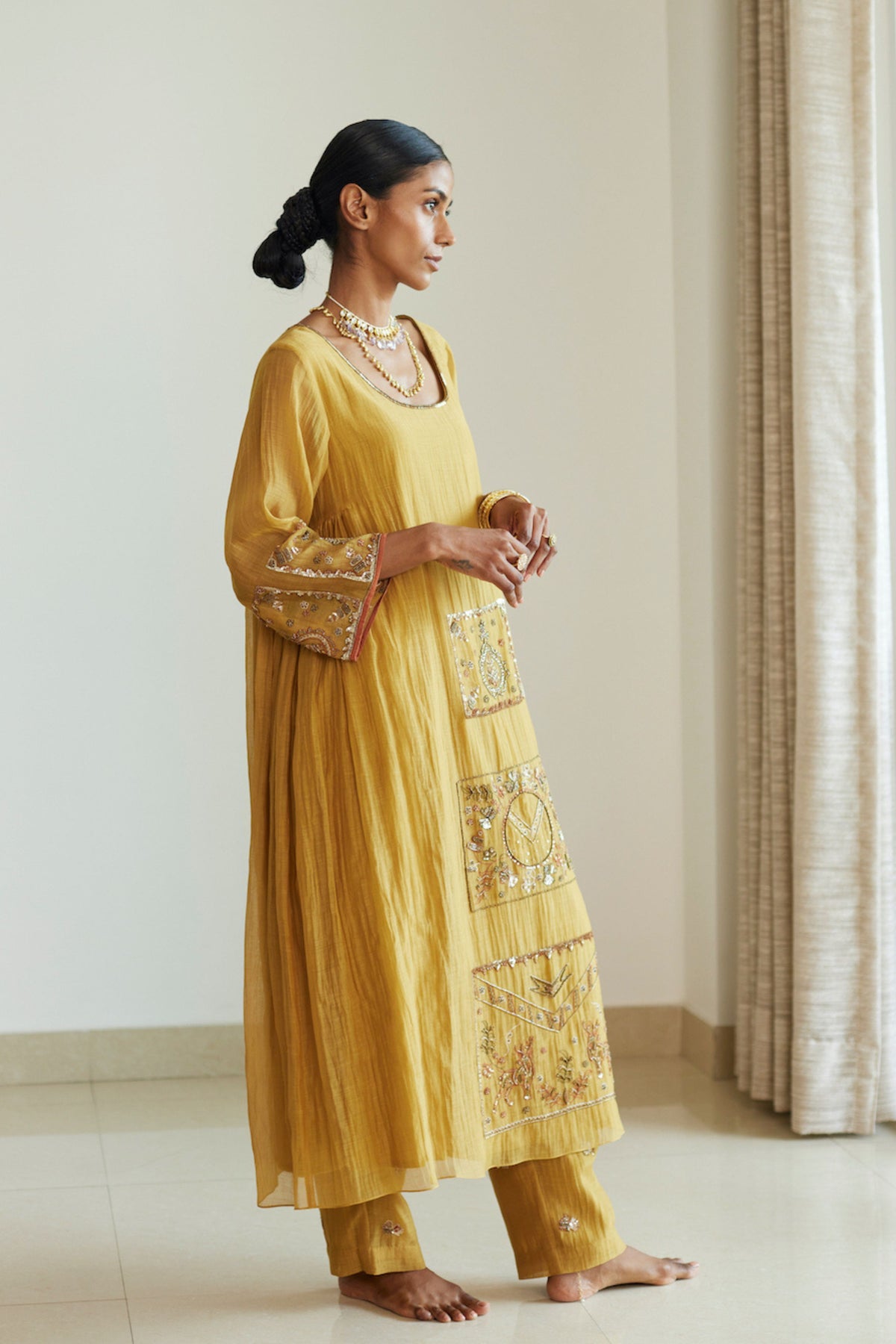 Yellow Akaari Kurta Set